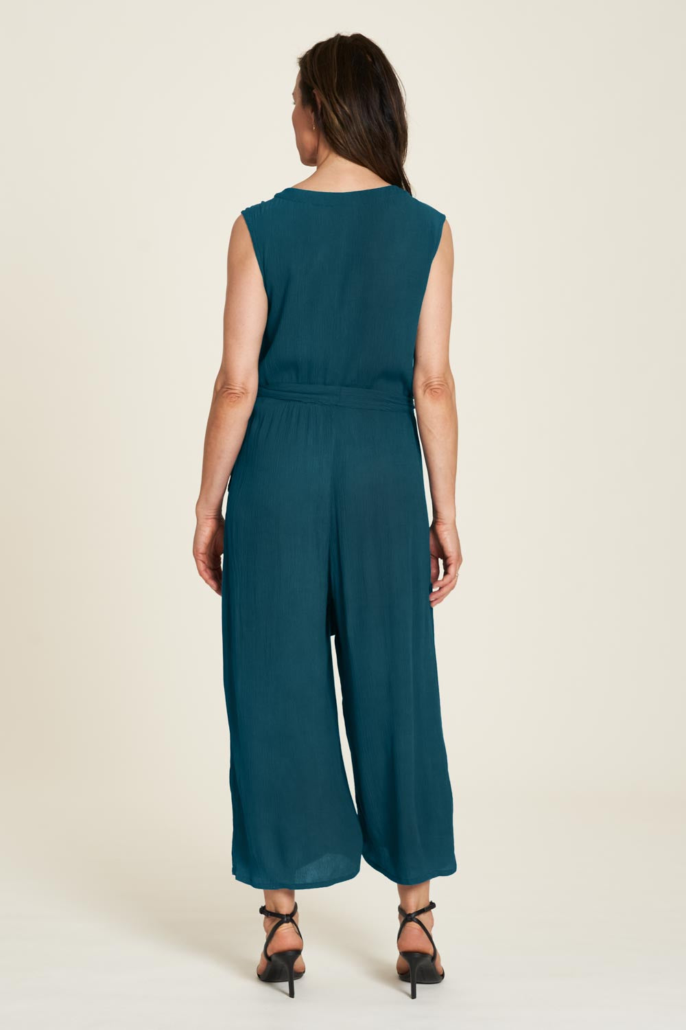 Tranquillo Robes Combinaison unie bleue en Ecovero pantalon large été
