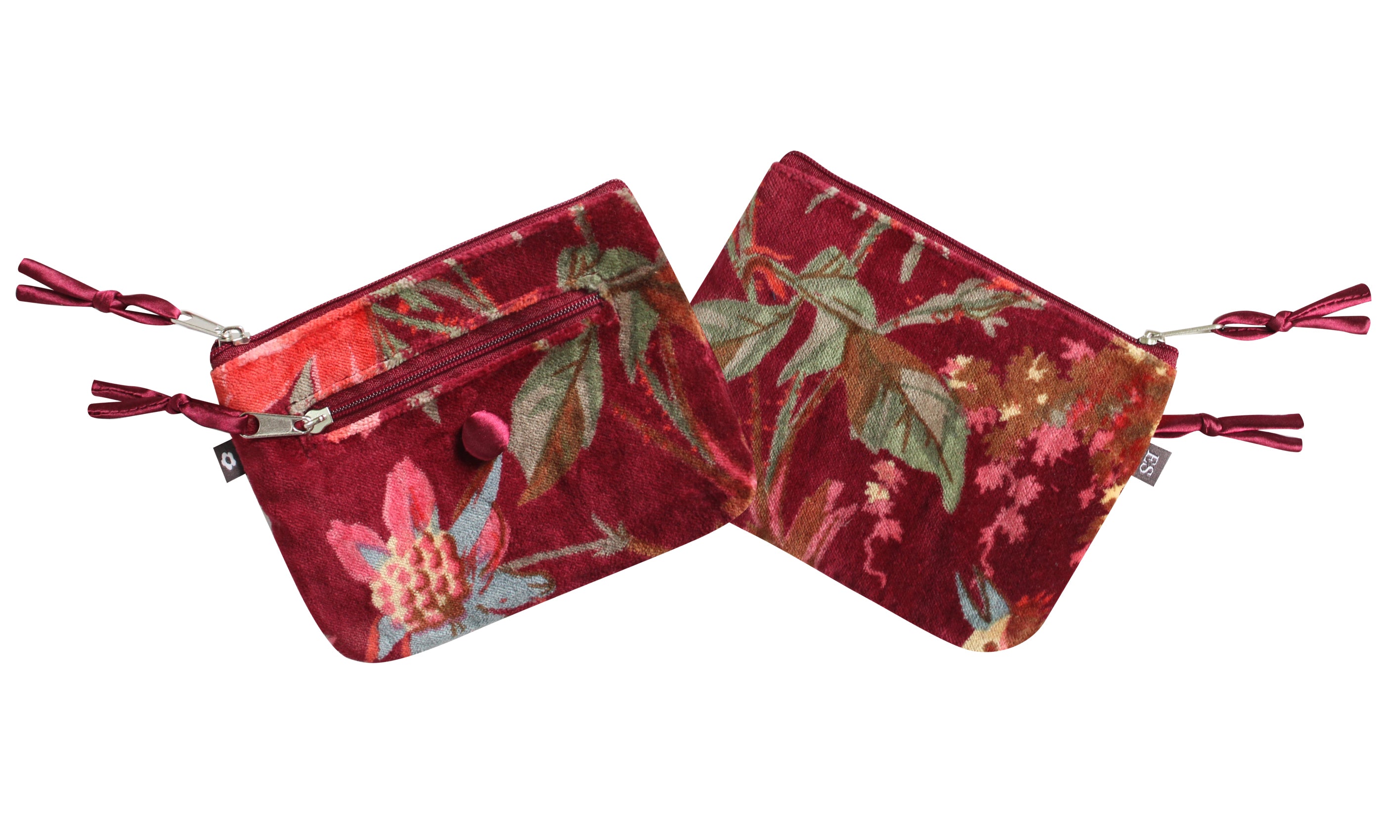 Sacs et pochettes Botanical pochette en velours imprimé turquoise