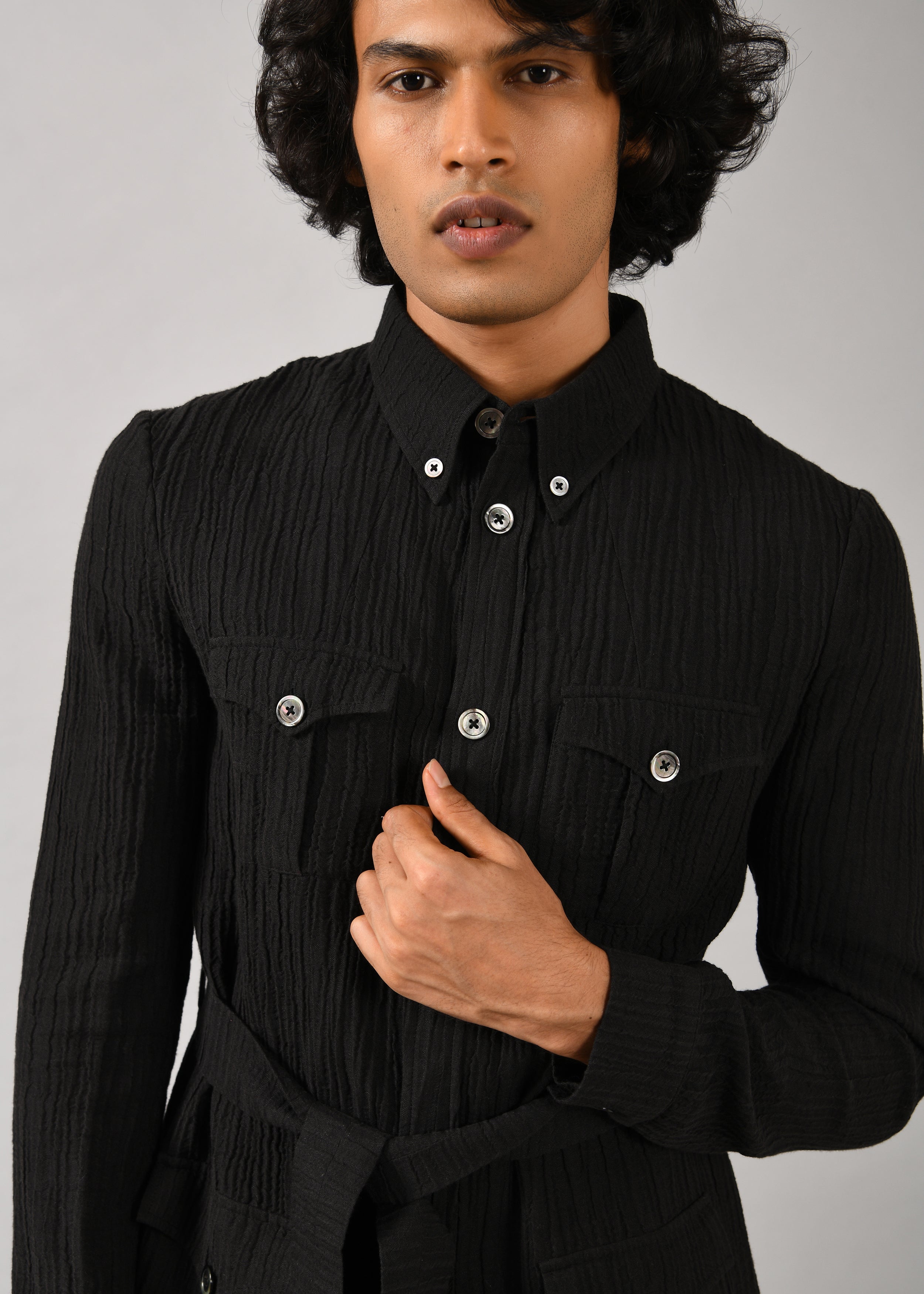 COUNTRYMADE Jackets Uniform Safari Jacket veste noire en lin coton