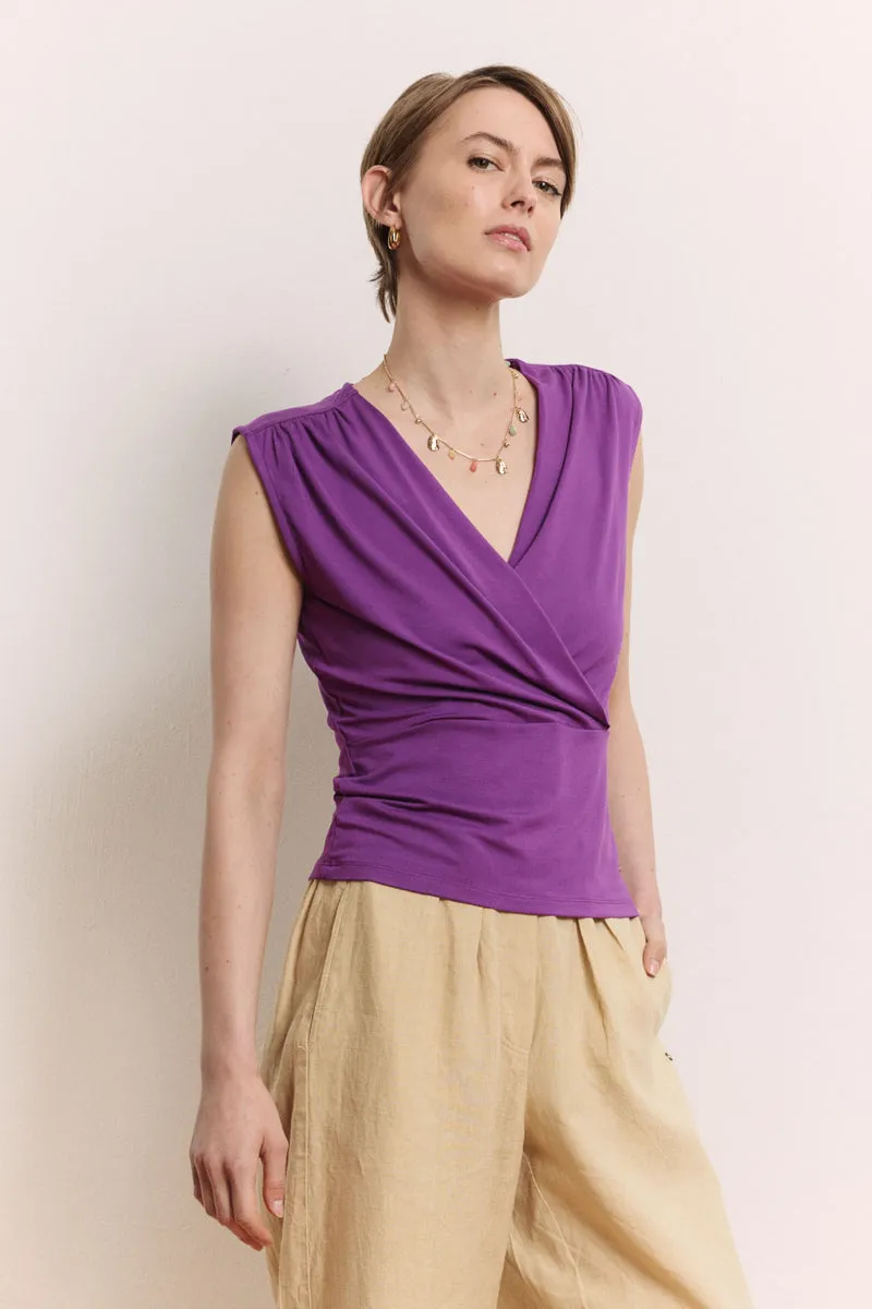 Sourire Multicolore Tops Jaane top violet en Ecovero XS–L col V
