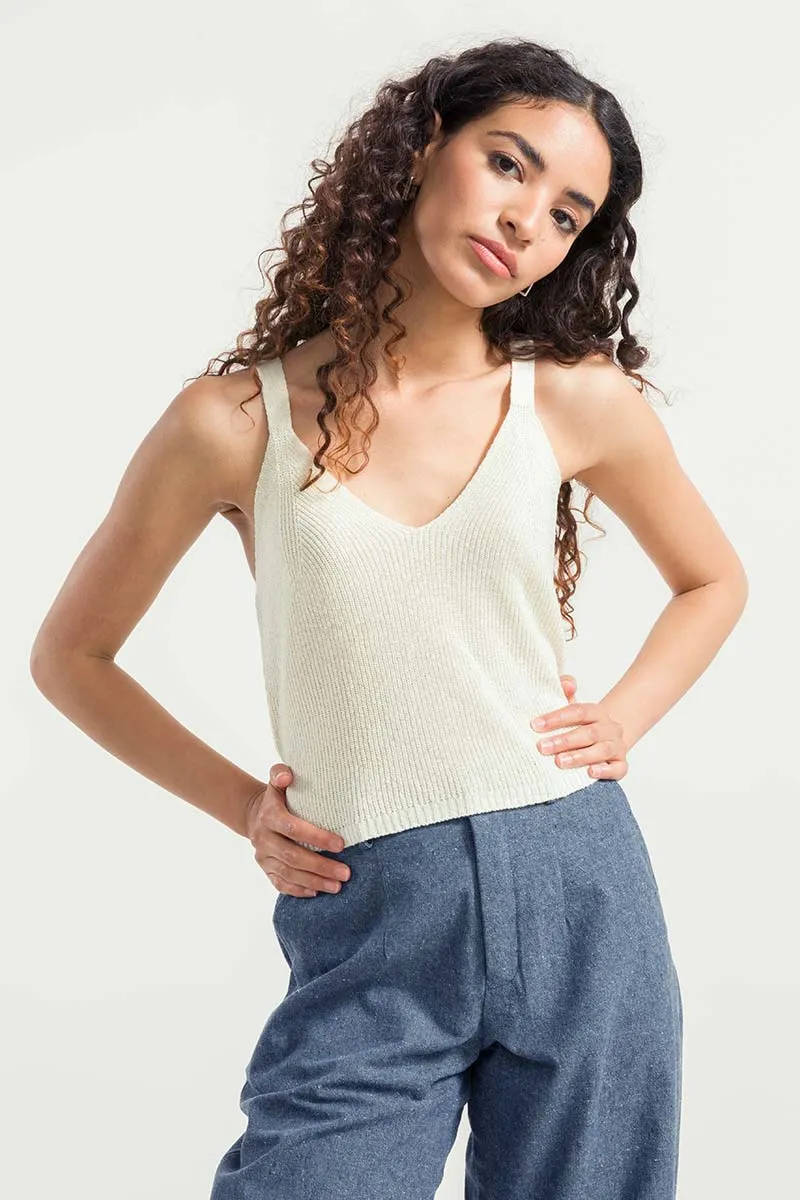 Sourire Multicolore Tops Grace caraco écru en soie recyclée