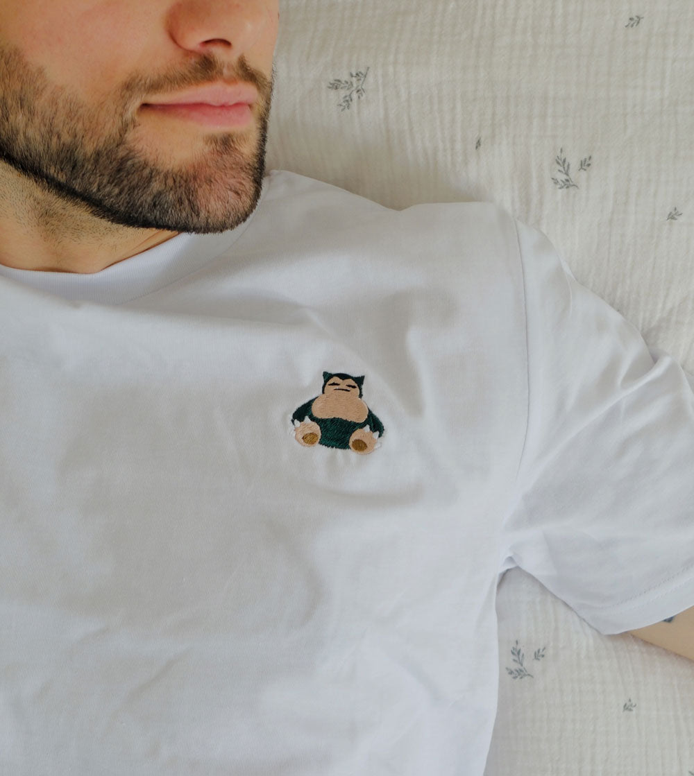 Juste Un T-shirt T-shirts Brodés Ronflex T-shirt brodé blanc M Pokémon