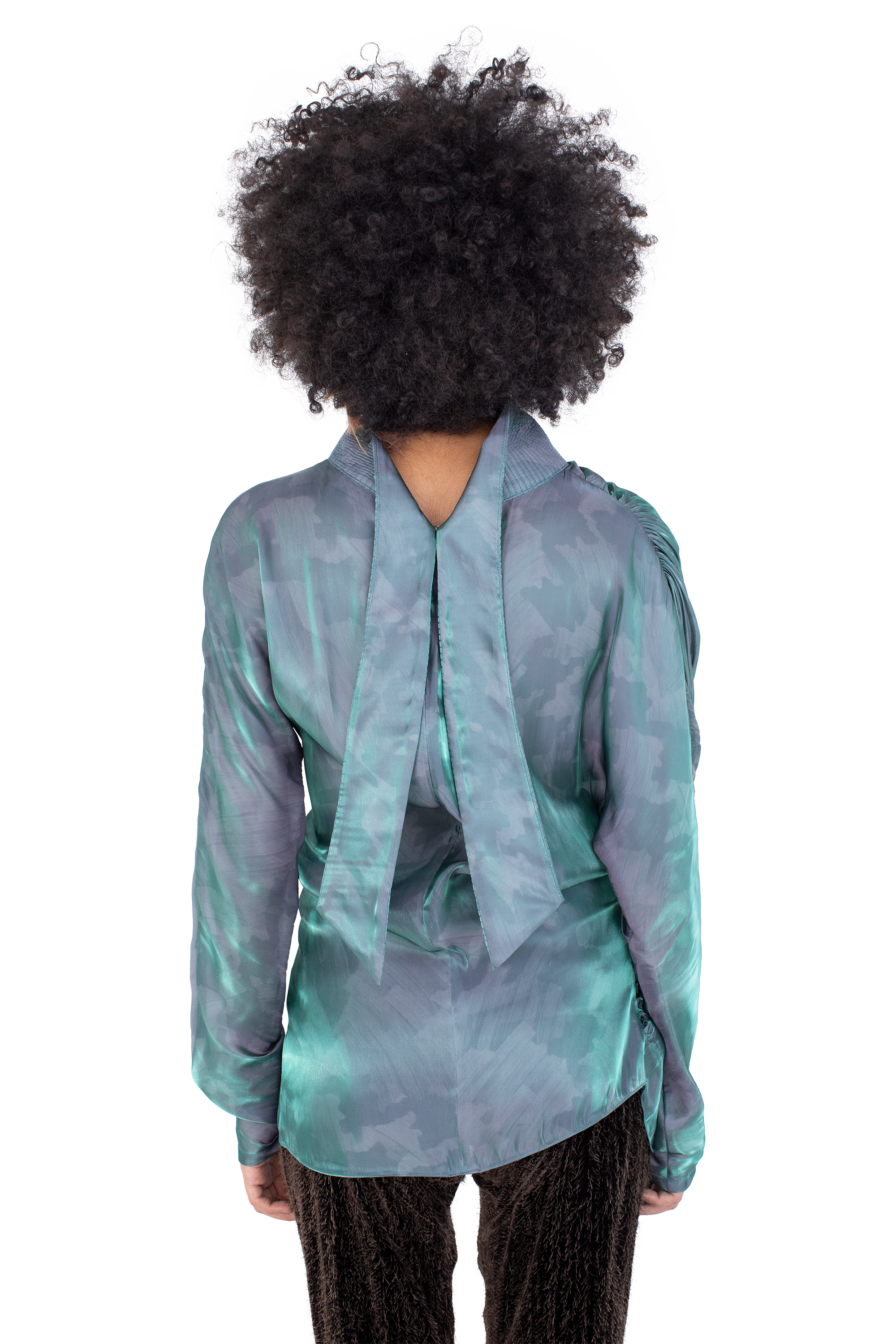 Kiko Kostadinov Tops JACANA Blouse blouse Cobalt Brush en satin imprimé