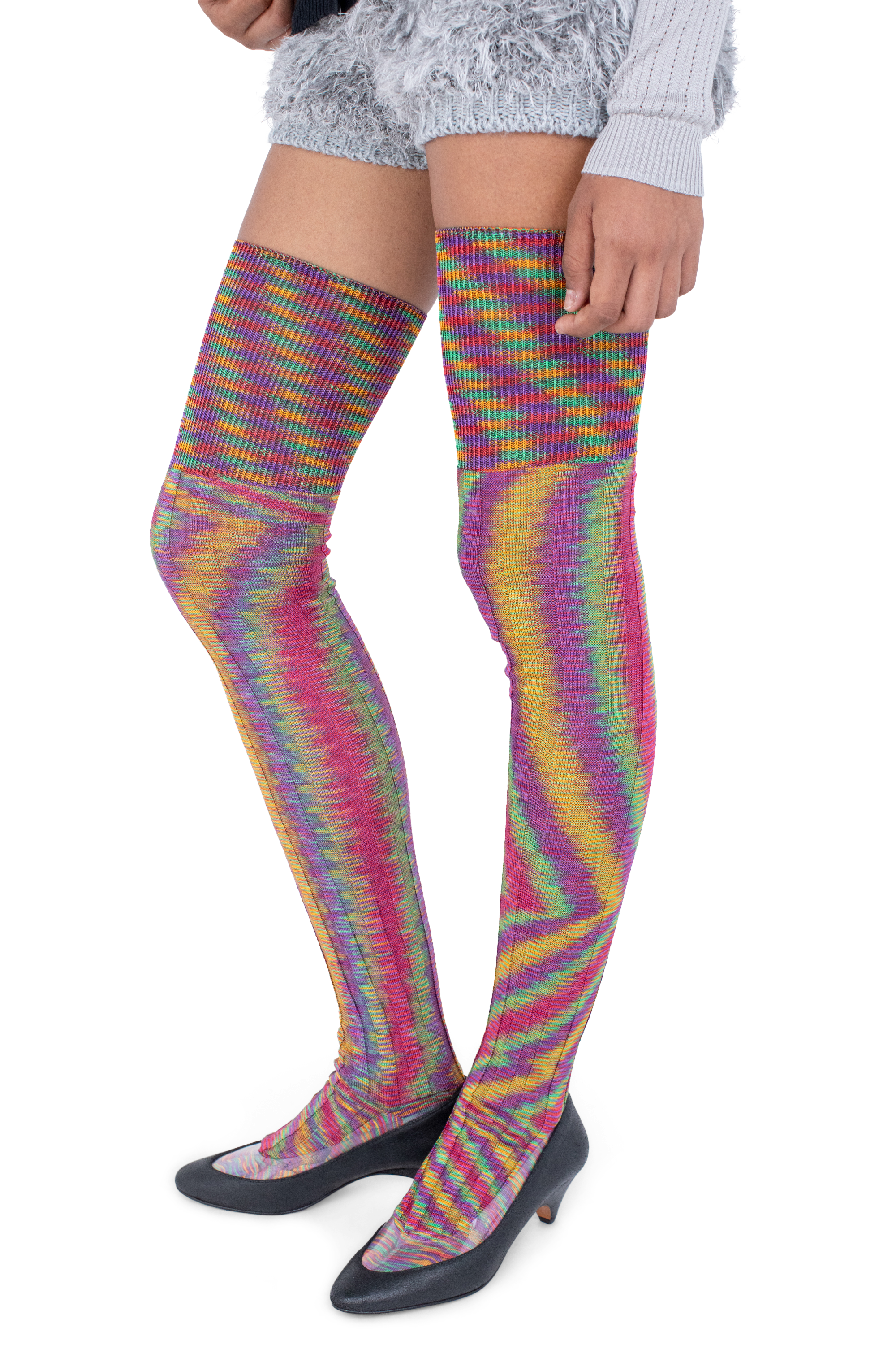Kiko Kostadinov Accessories SITELLA Thigh High Socks chaussettes hautes Rainbow Space Dye viscose