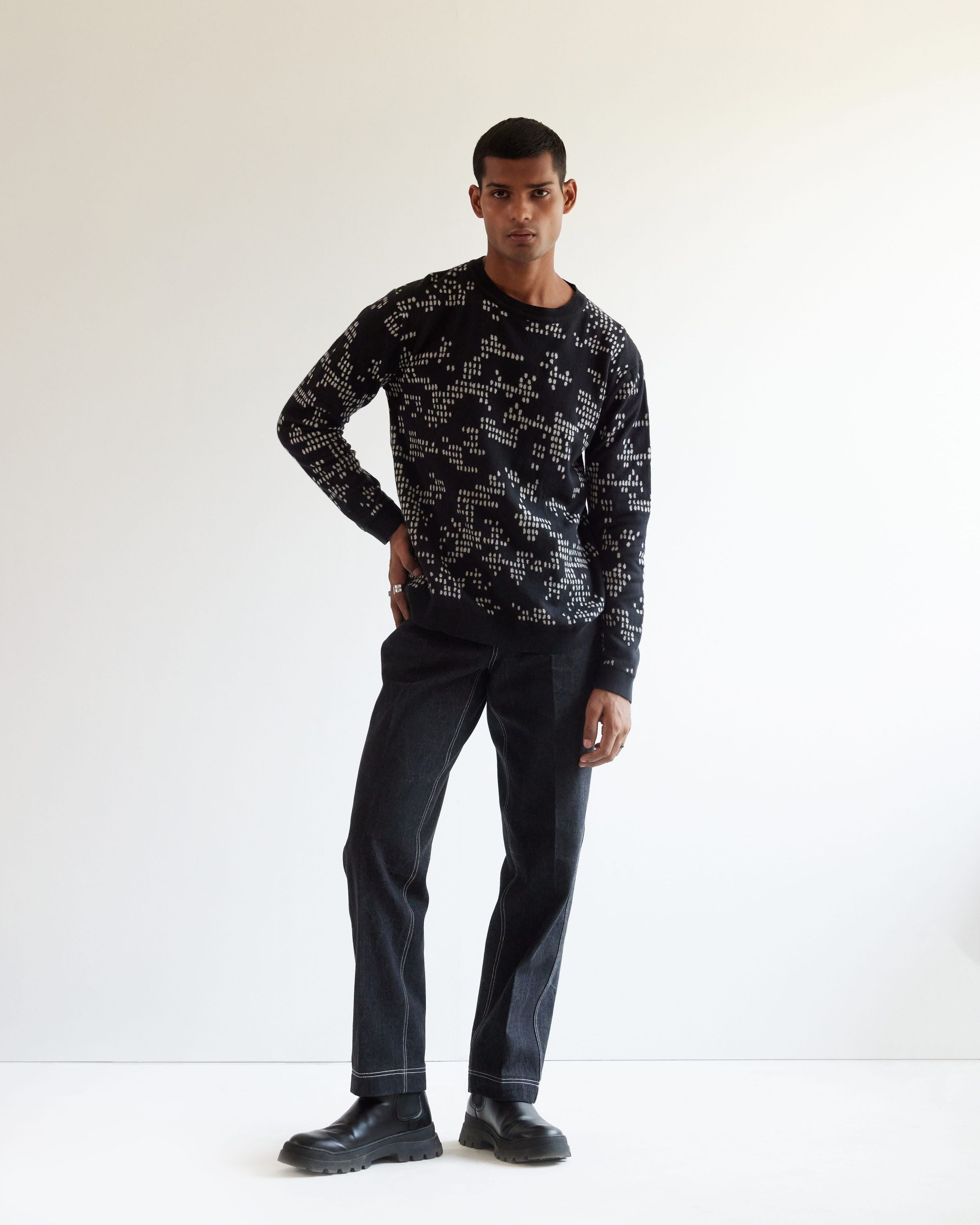 COUNTRYMADE Accessories Camo Dash Jacquard Sweater pull jacquard coton noir