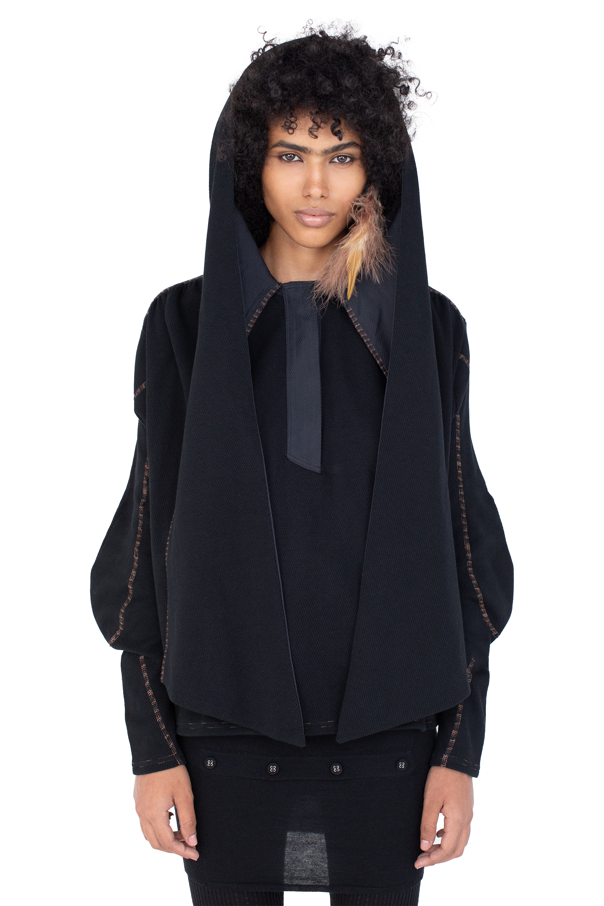 Kiko Kostadinov Tops PETREL Hooded Pullover pull à capuche Ink Black coton piqué