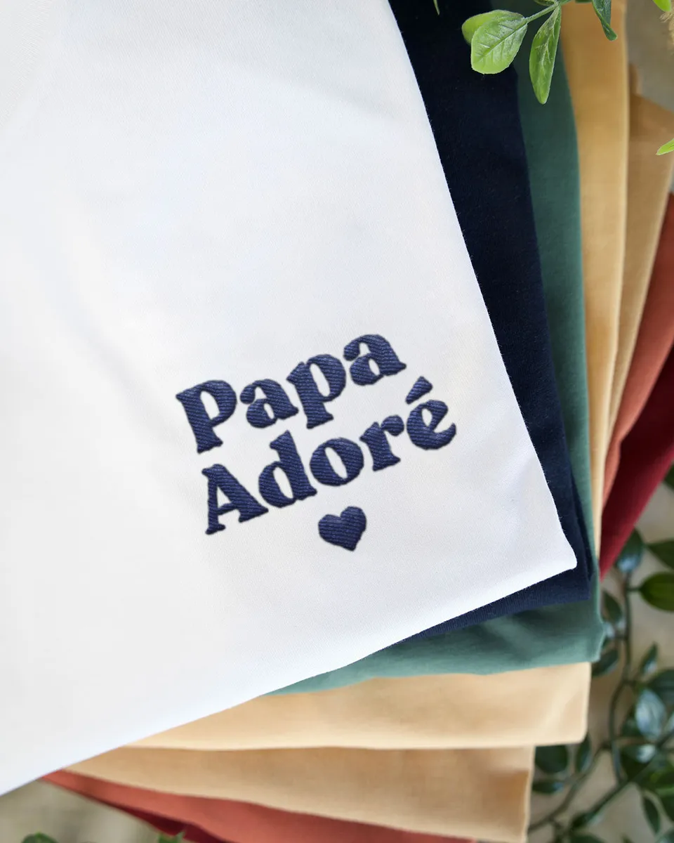 Juste Un T-shirt T-shirts Brodés Papa Adoré t-shirt homme brodé