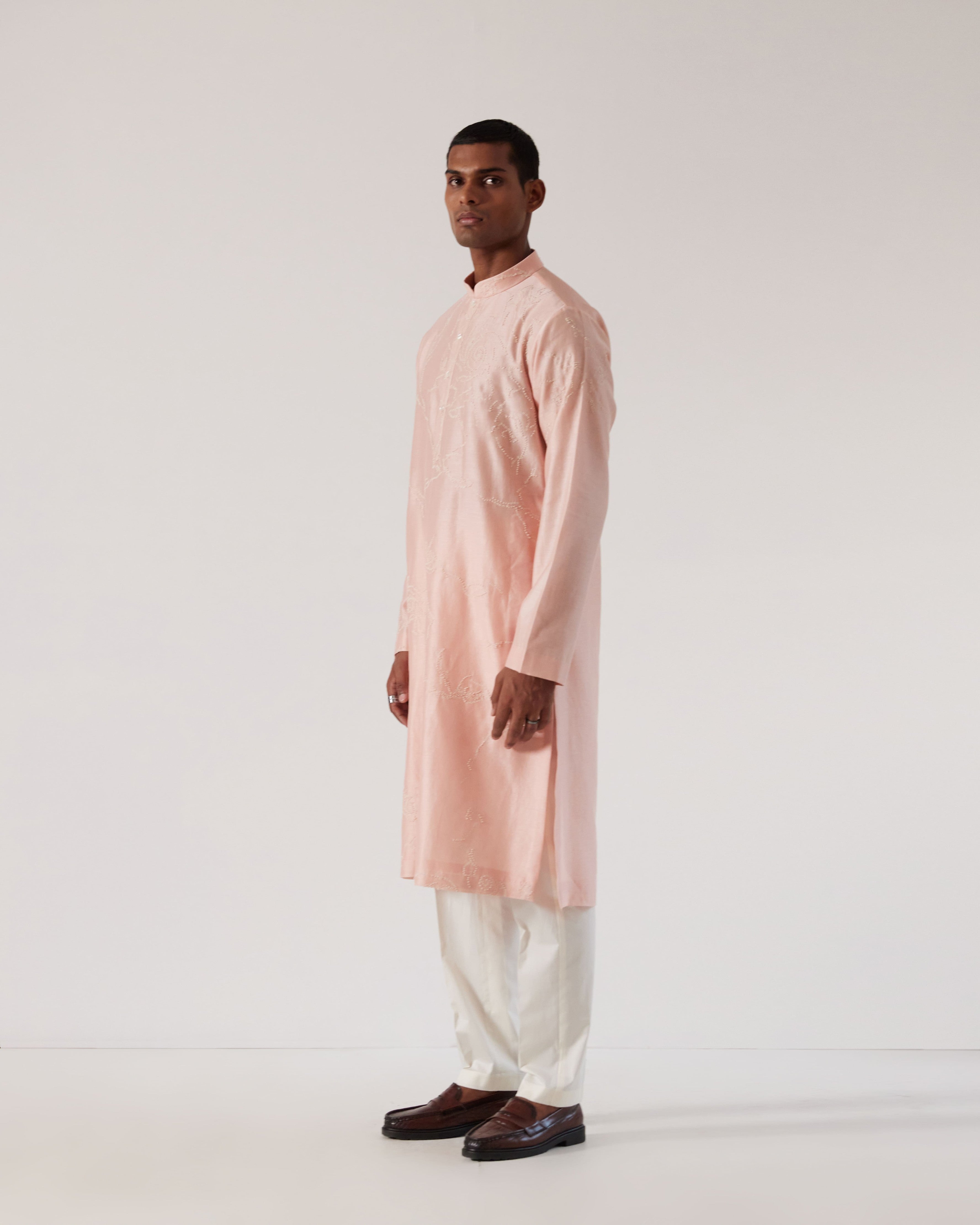 COUNTRYMADE Kurtas Black Hole Self Kurta Set rose