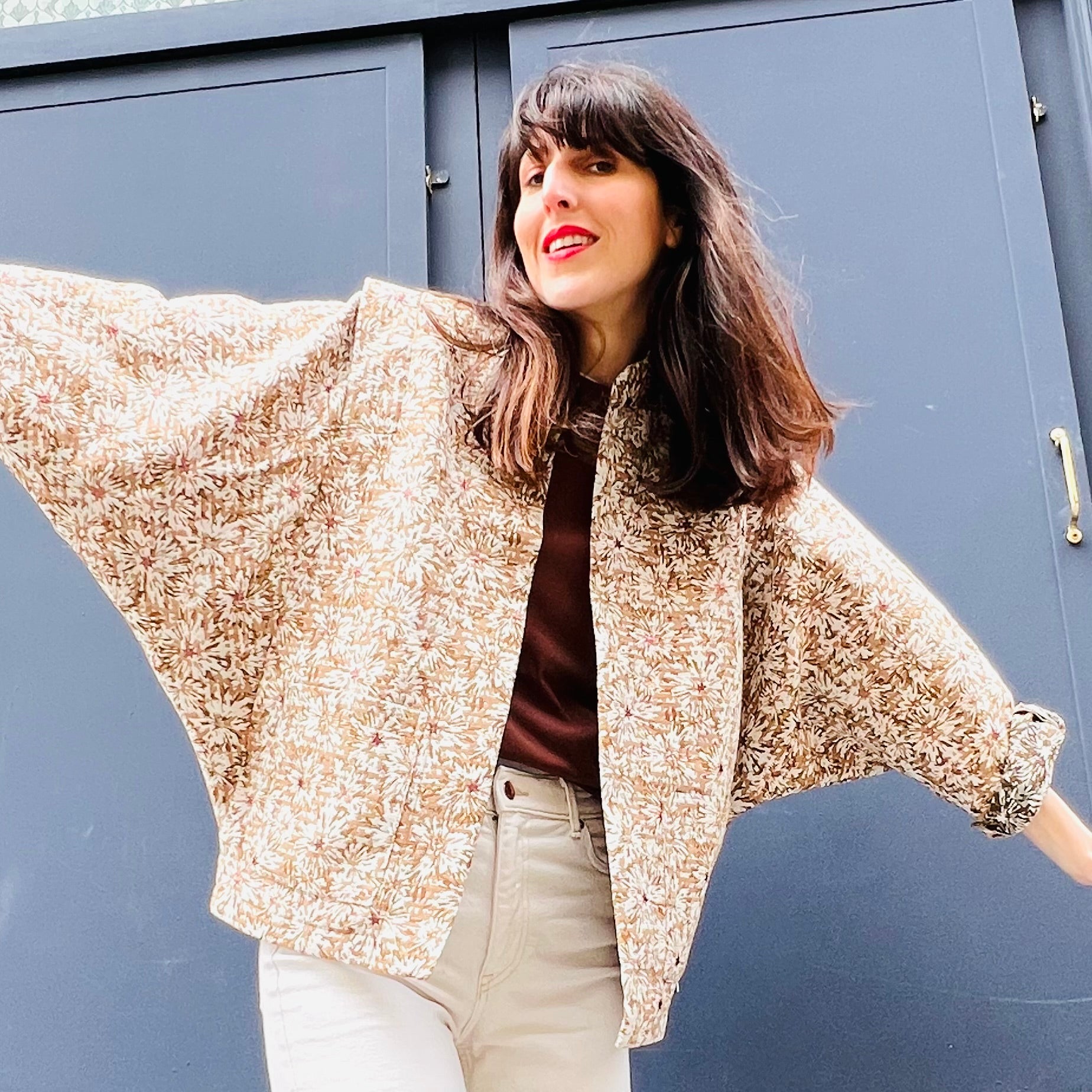 PANTRUCHE Vestes Veste CALI veste taupe en coton jacquard