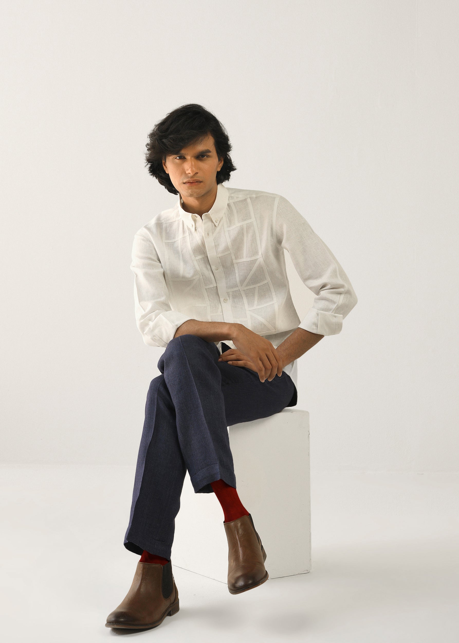COUNTRYMADE Shirts Bojagi Shirt chemise lin écru patchwork