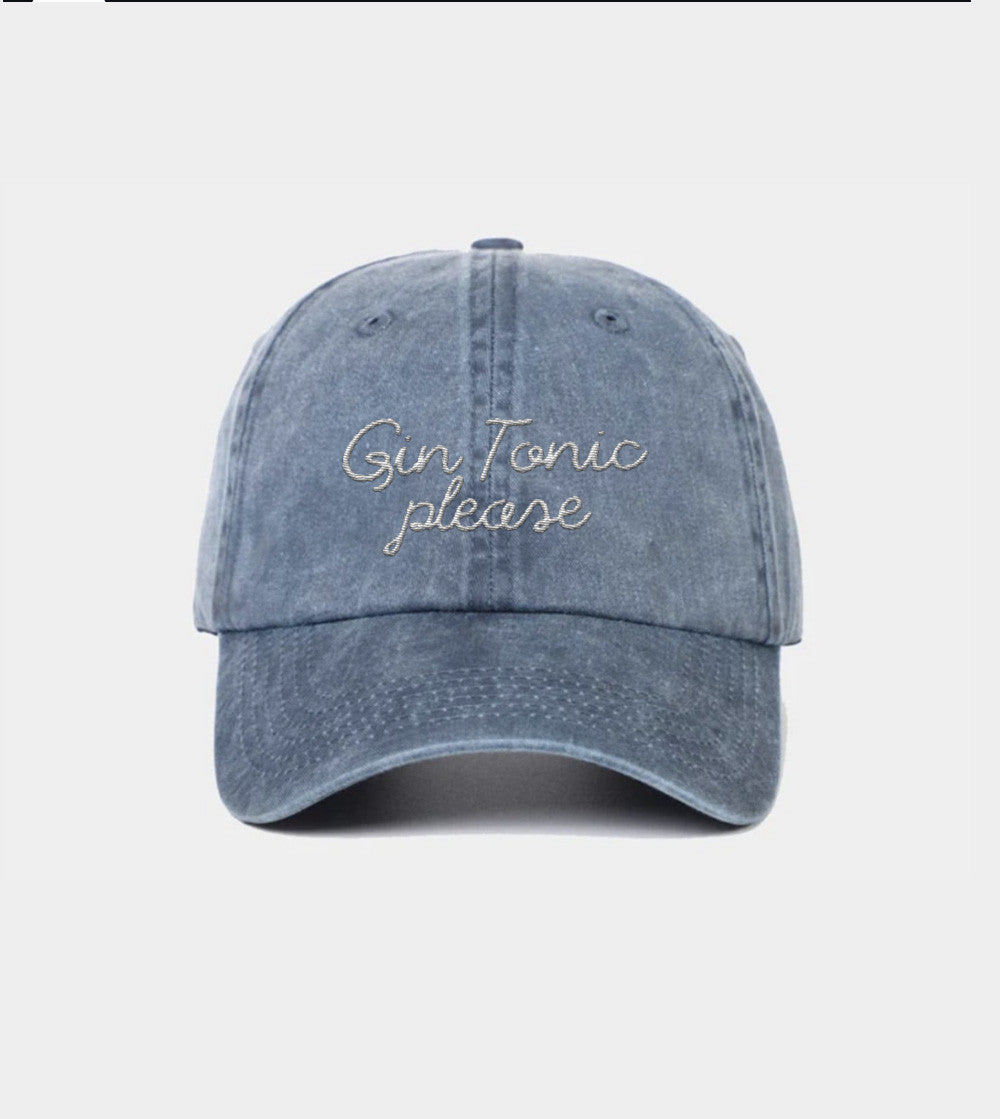 Juste Un T-shirt Casquettes Gin Tonic Please casquette brodée rouge vintage