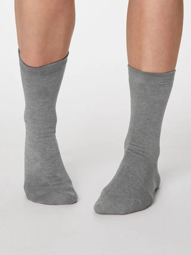 Sourire Multicolore Chaussettes femme chaussettes grises unies bambou et coton bio taille 36/40
