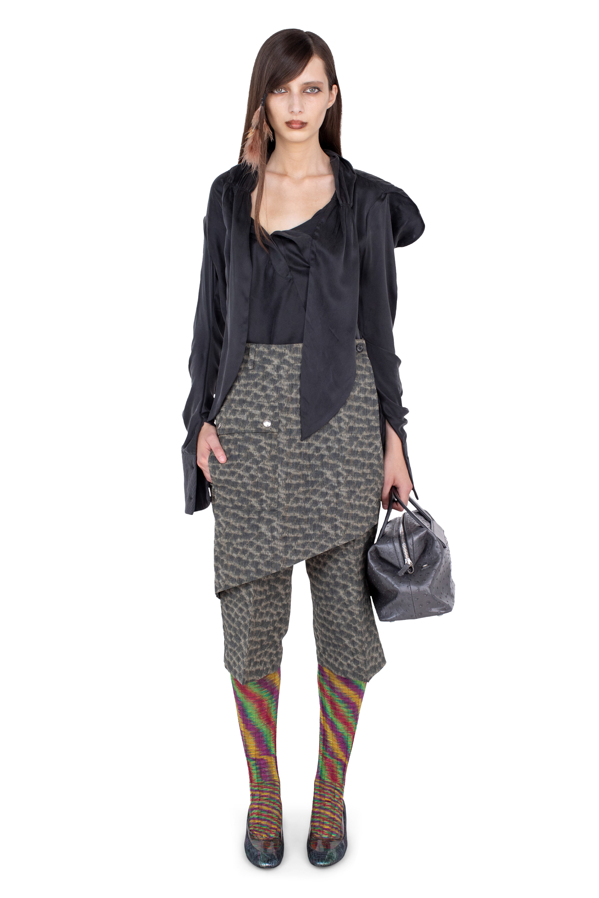 Kiko Kostadinov Bottoms LINNET Wrap Culottes jupe-culotte Feather Print