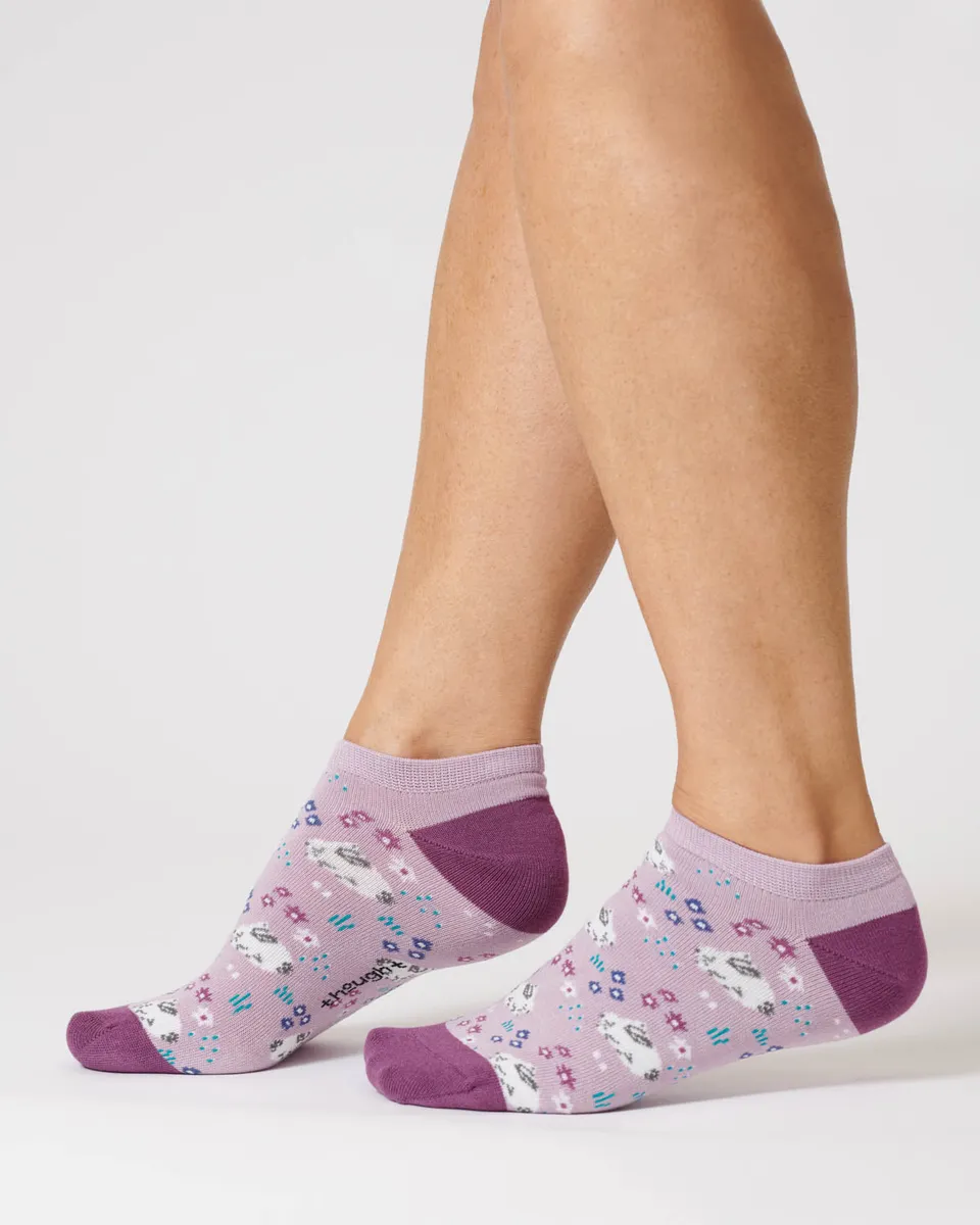 Sourire Multicolore Chaussettes femme Socquettes lapins coton bio gris clair lilas