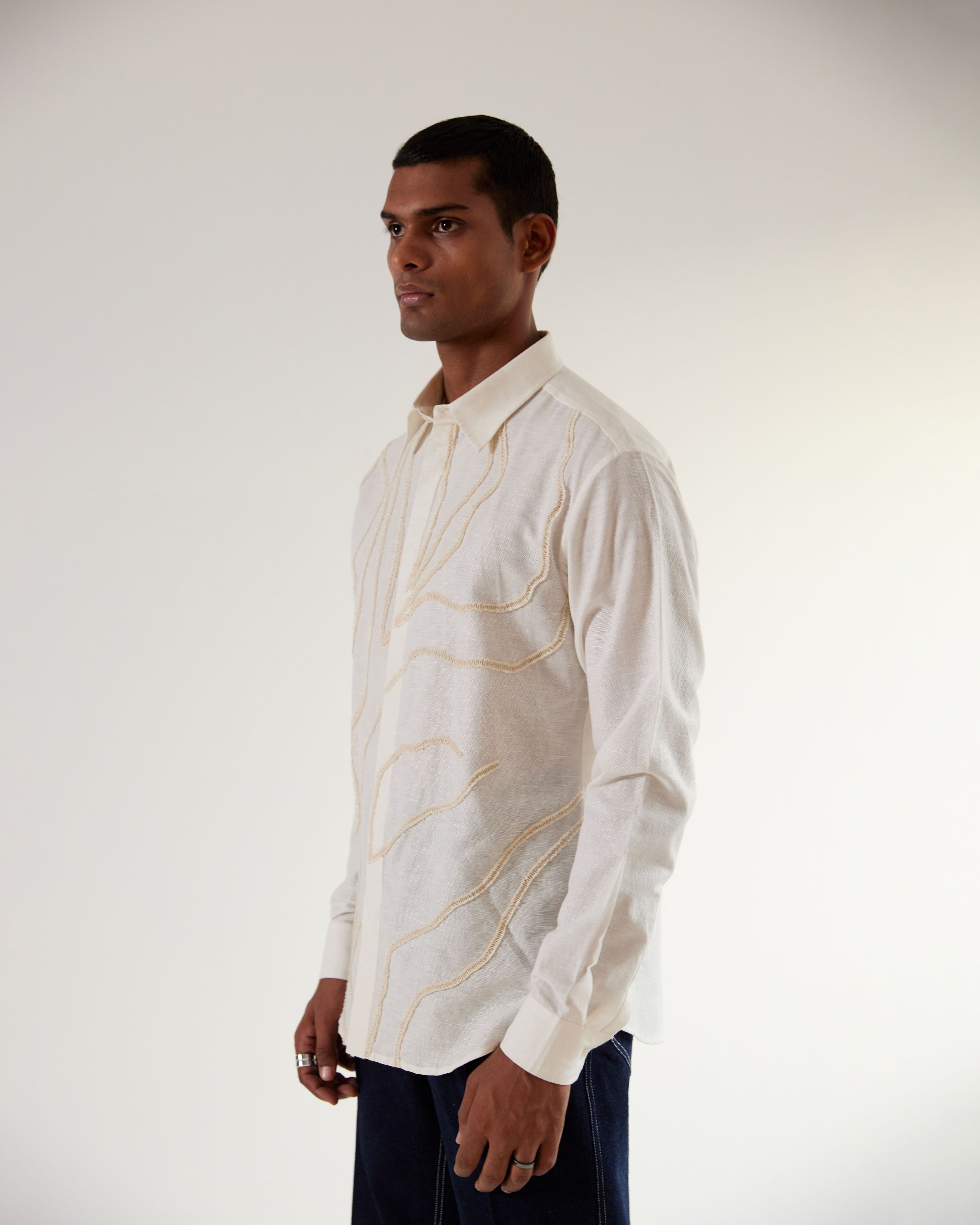COUNTRYMADE Shirts DNA Shirt ivoire en lin-coton brodé