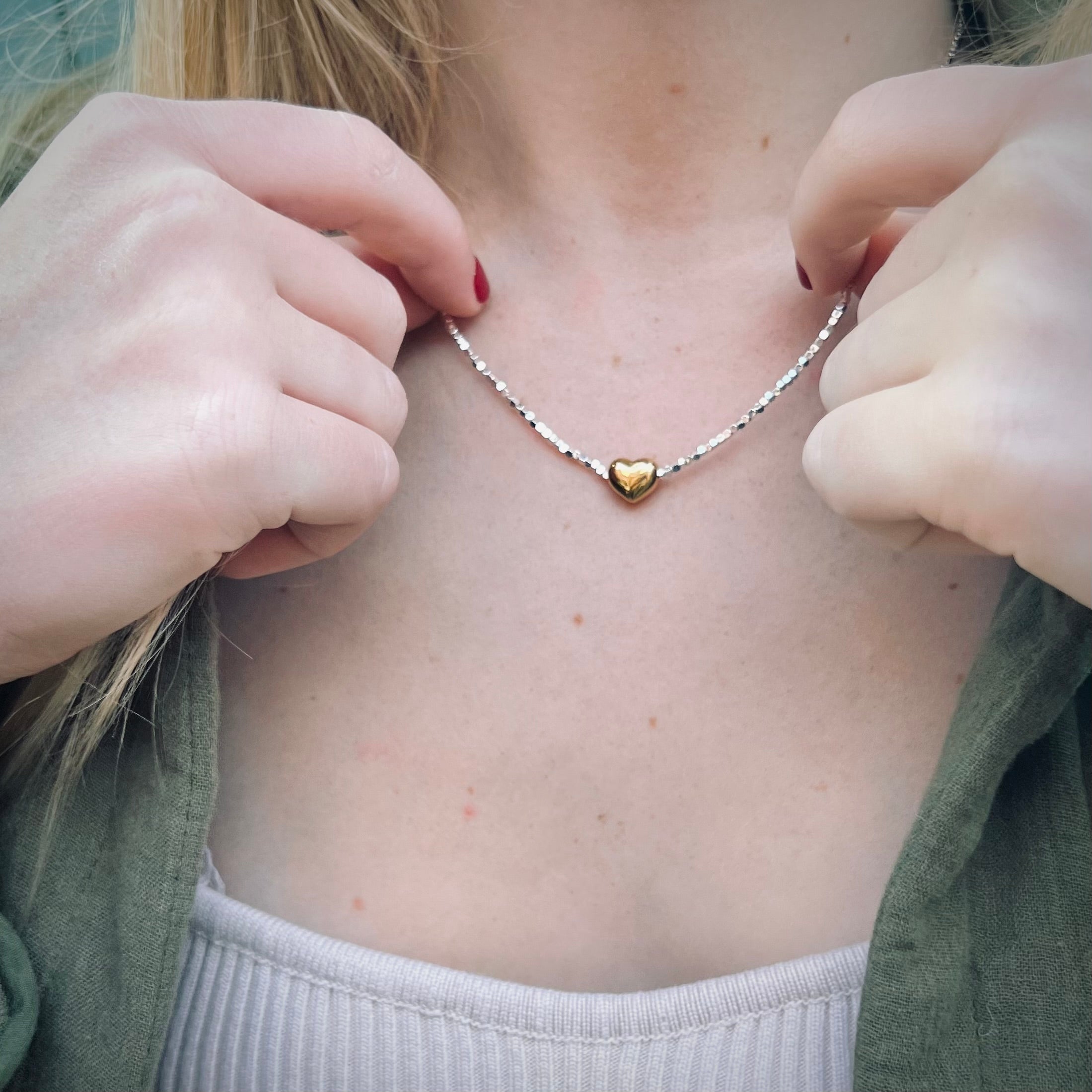 PANTRUCHE Colliers Collier JOLI CŒUR à perles argentées
