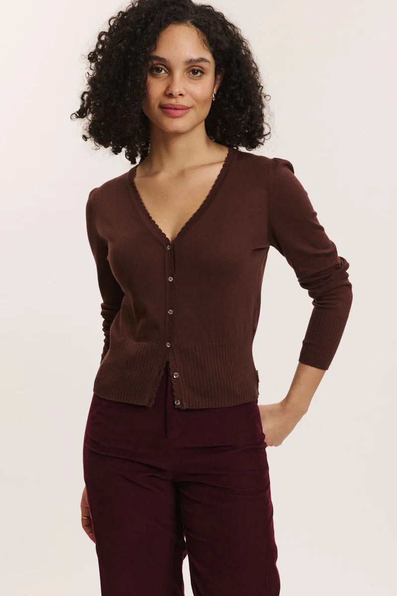 Sourire Multicolore Gilets Cardigan Linaa cardigan chocolat en coton bio