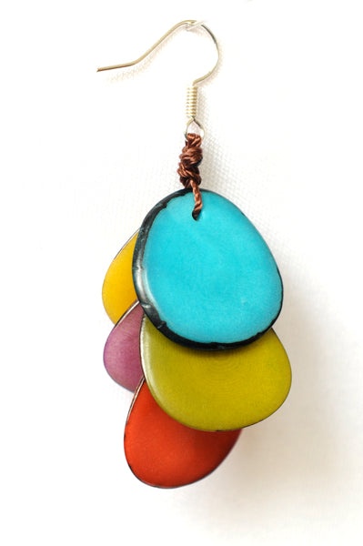 Sourire Multicolore Boucles d’oreilles grappes rouge ivoire végétal