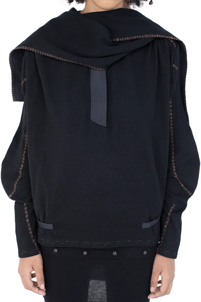 Kiko Kostadinov Tops PETREL Hooded Pullover pull à capuche Ink Black coton piqué