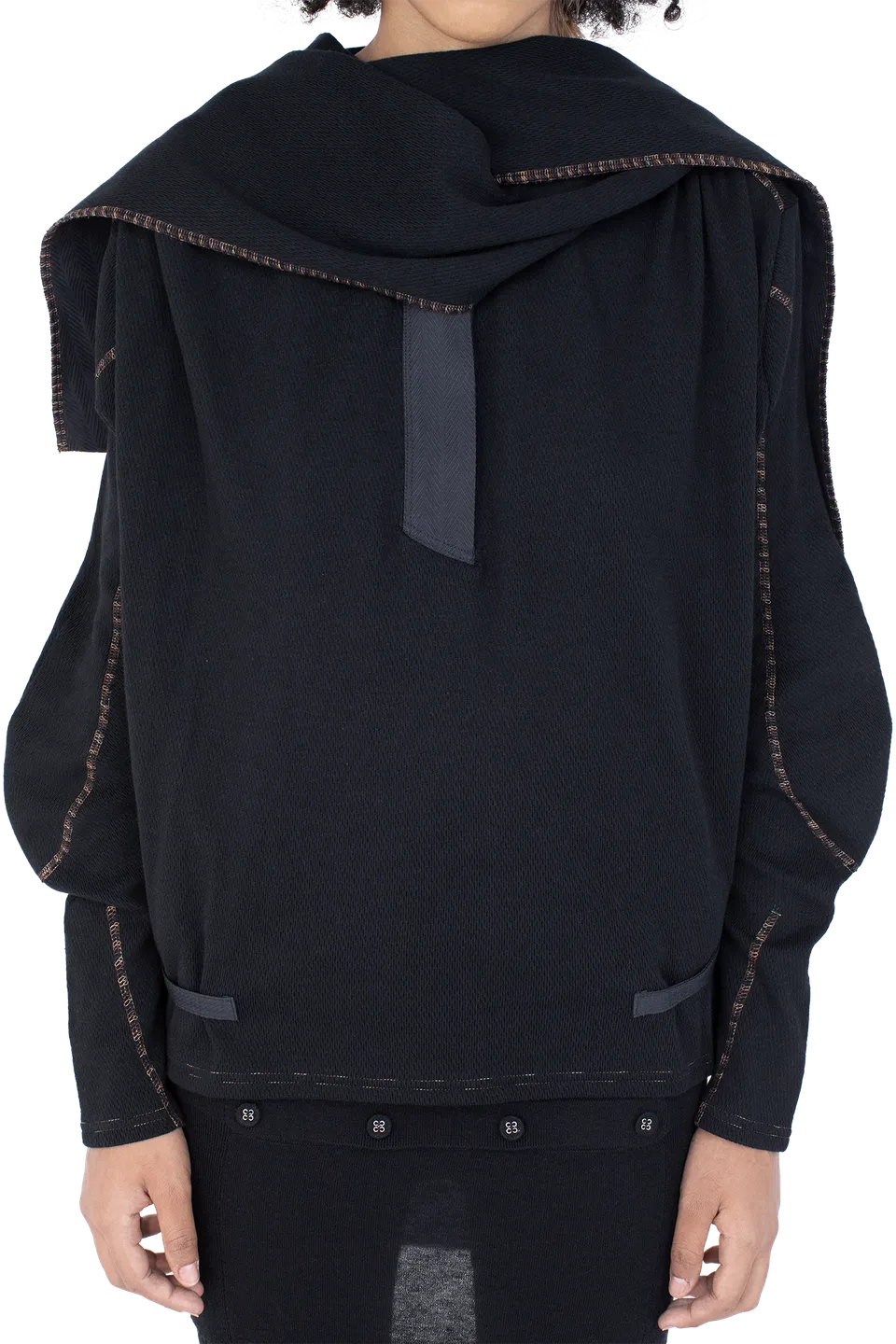 Kiko Kostadinov Tops PETREL Hooded Pullover pull à capuche Ink Black coton piqué