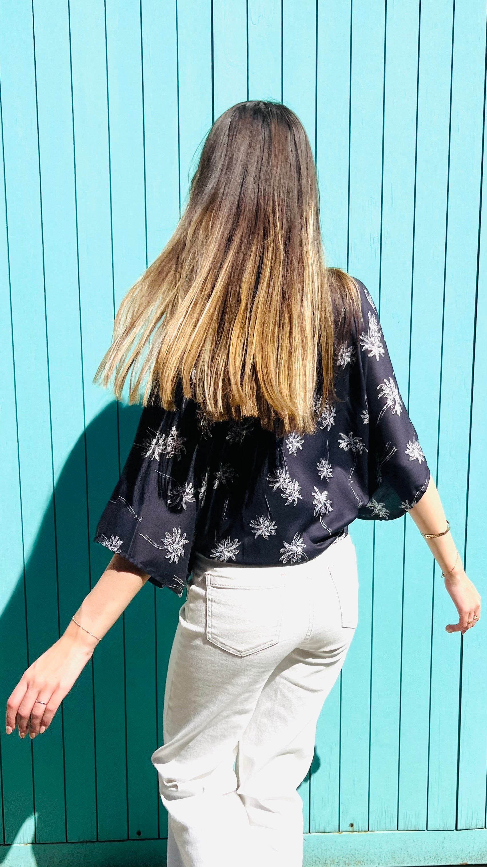 PANTRUCHE Kimonos GIGI Palmiers kimono court taille unique en viscose