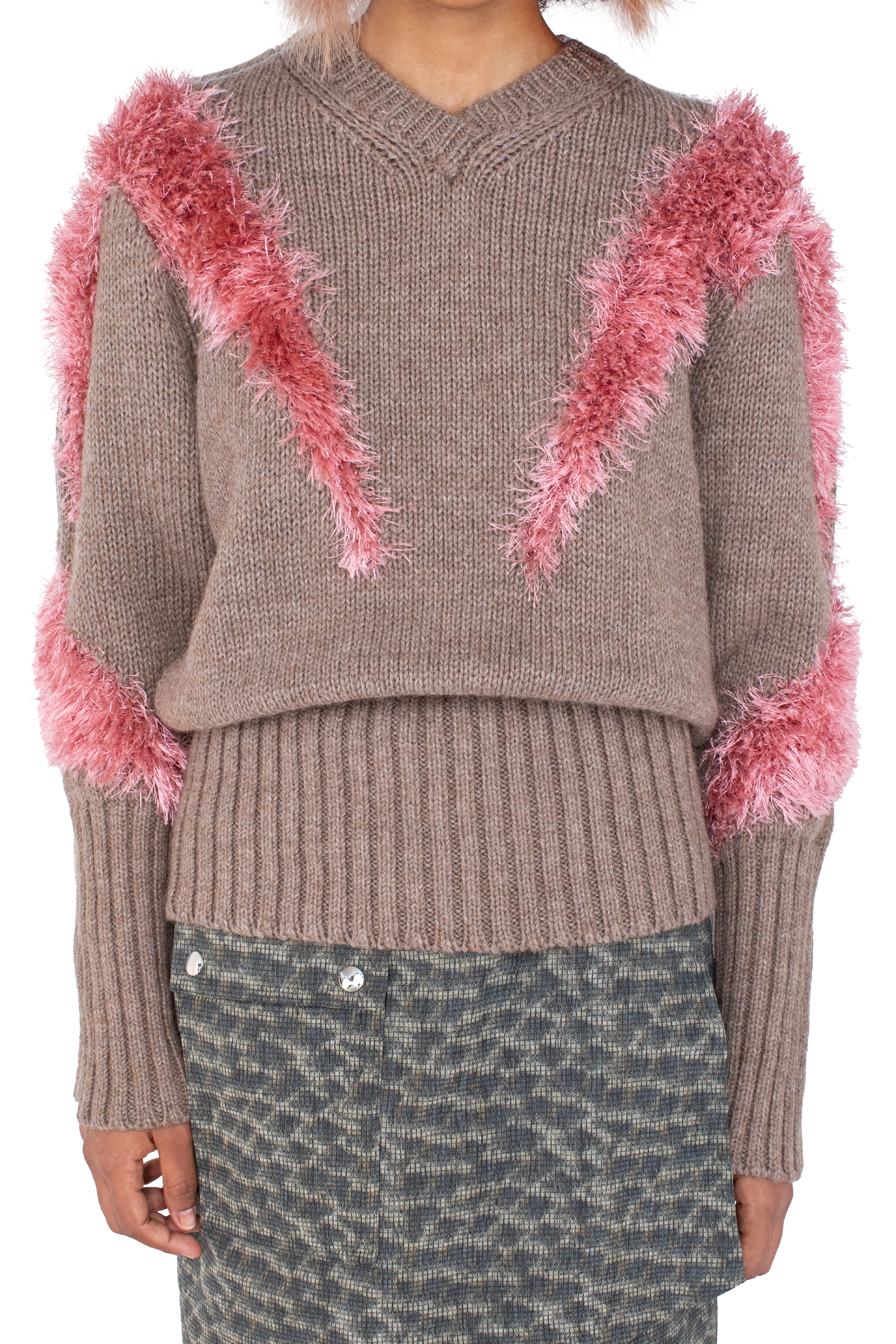 Kiko Kostadinov Knitwear MACAW Jumper pull Dove Brown / Redpoll Pink en maille alpaga