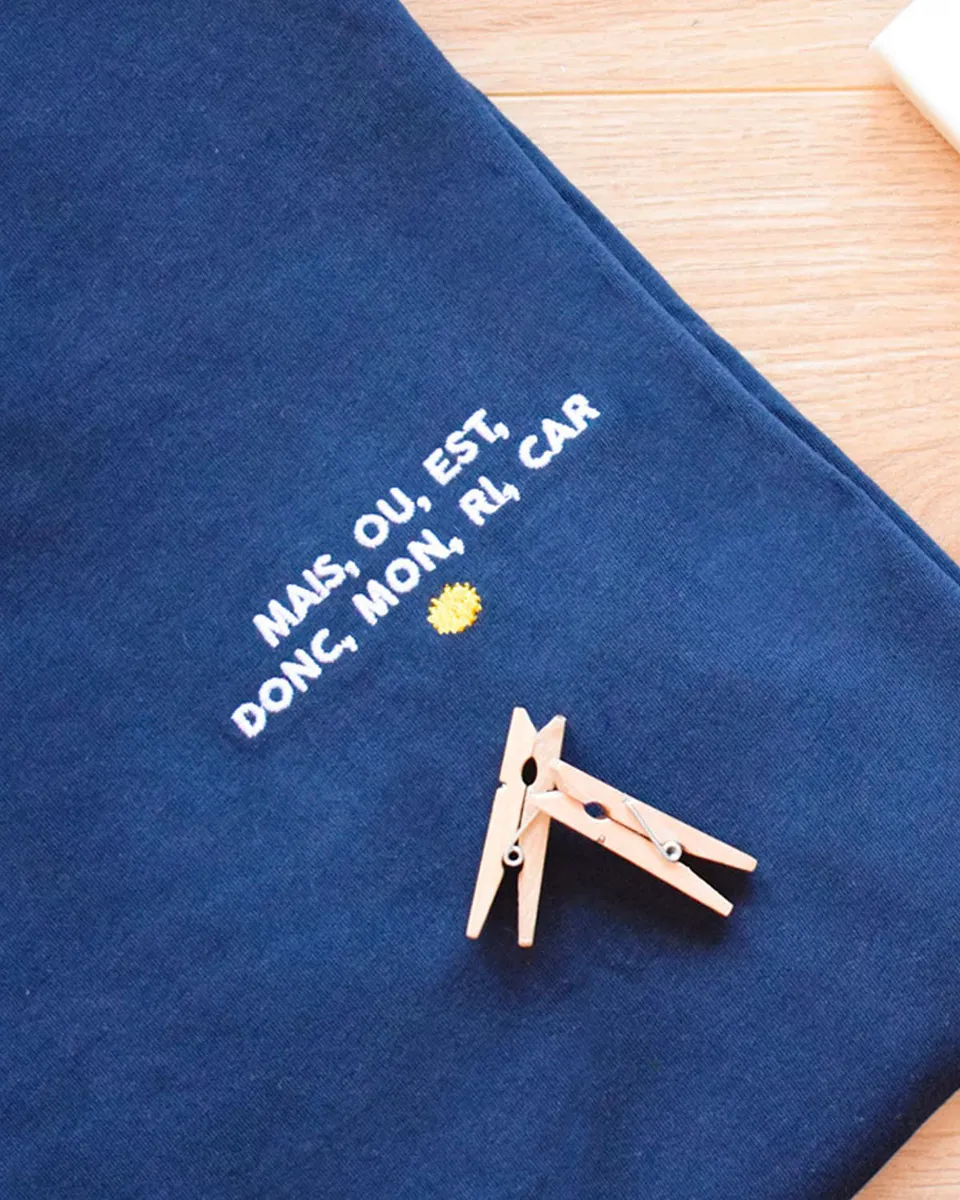 Juste Un T-shirt T-shirts Brodés Mais ou est donc mon Ri Car T-shirt brodé blanc coton bio