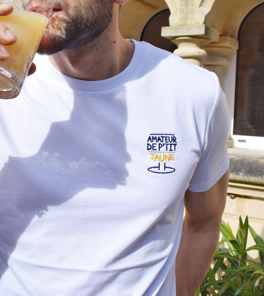 Juste Un T-shirt T-shirts Brodés Amateur de P'tit jaune t-shirt brodé coton bio