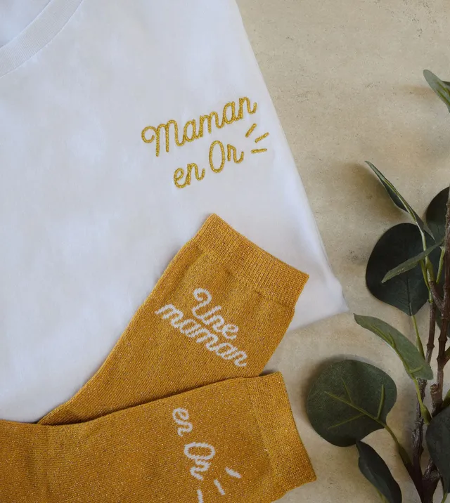 Juste Un T-shirt T-shirts Brodés Maman en Or coffret