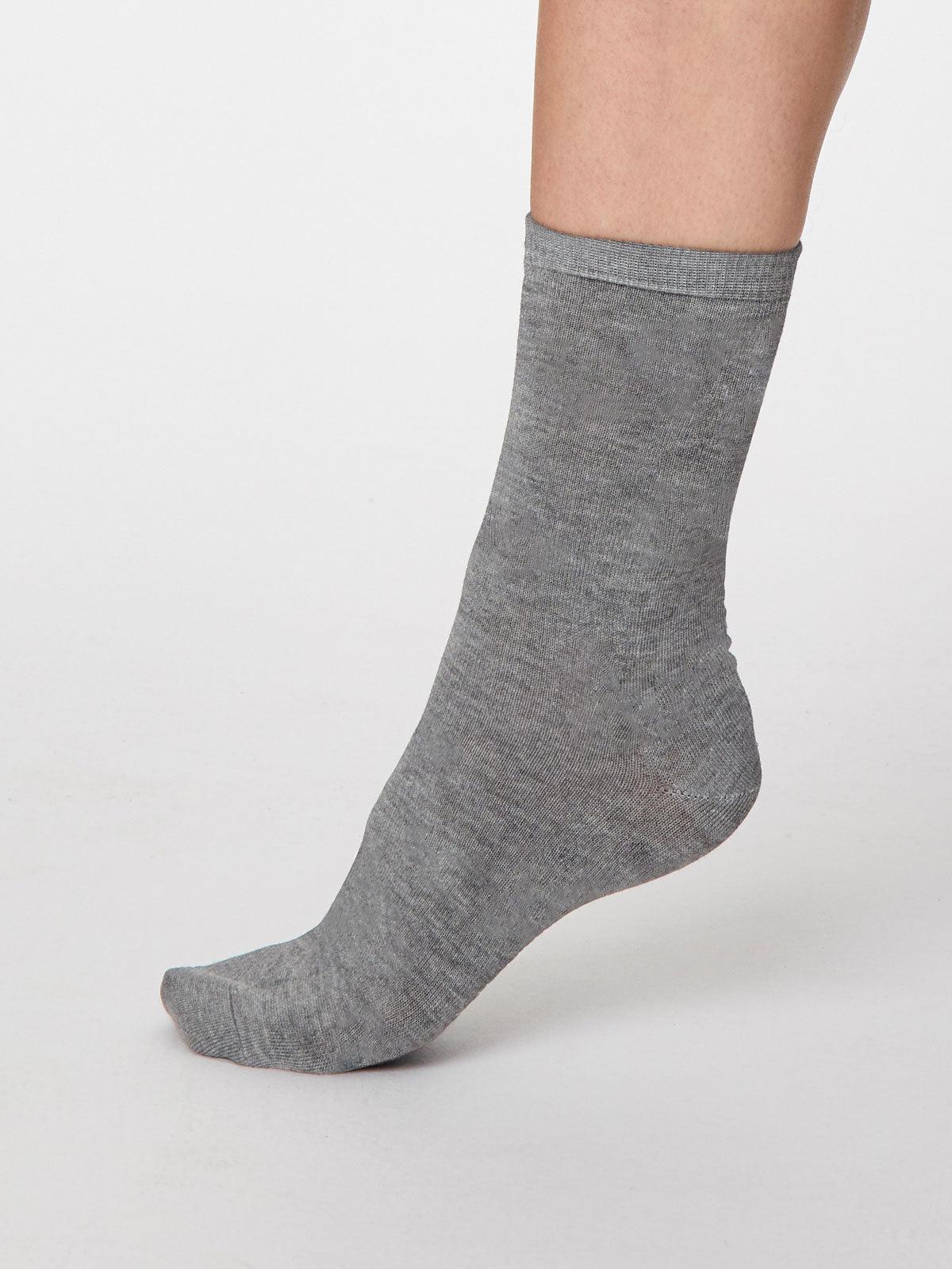 Sourire Multicolore Chaussettes femme chaussettes grises unies bambou et coton bio taille 36/40