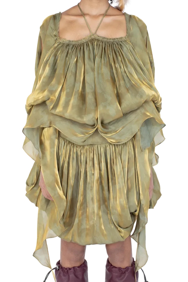 Kiko Kostadinov Dresses KESTREL Dress robe Gold Brush satin métallisé