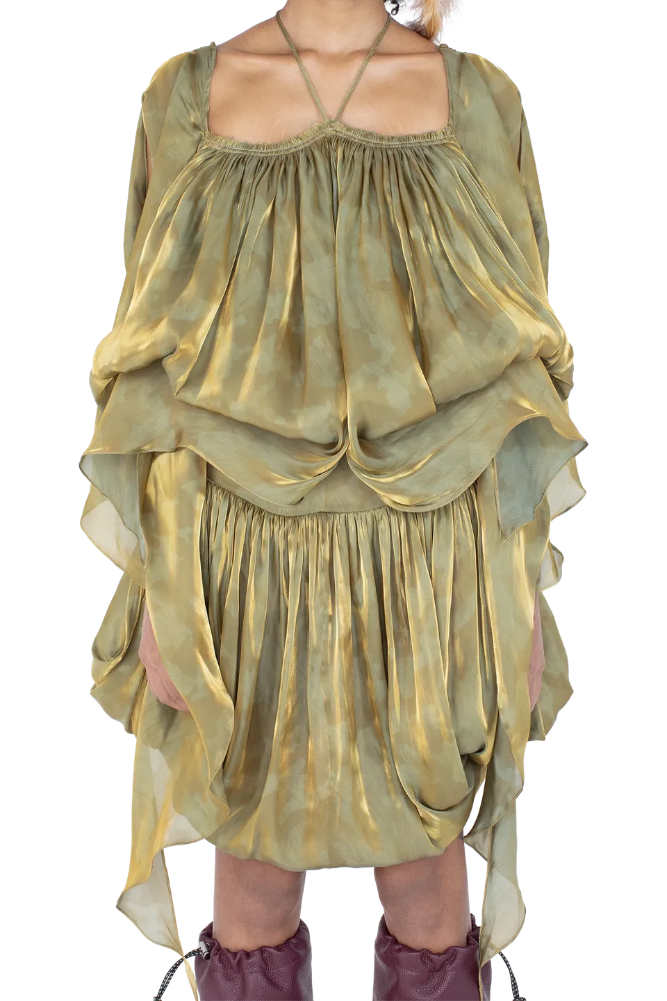 Kiko Kostadinov Dresses KESTREL Dress robe Gold Brush satin métallisé
