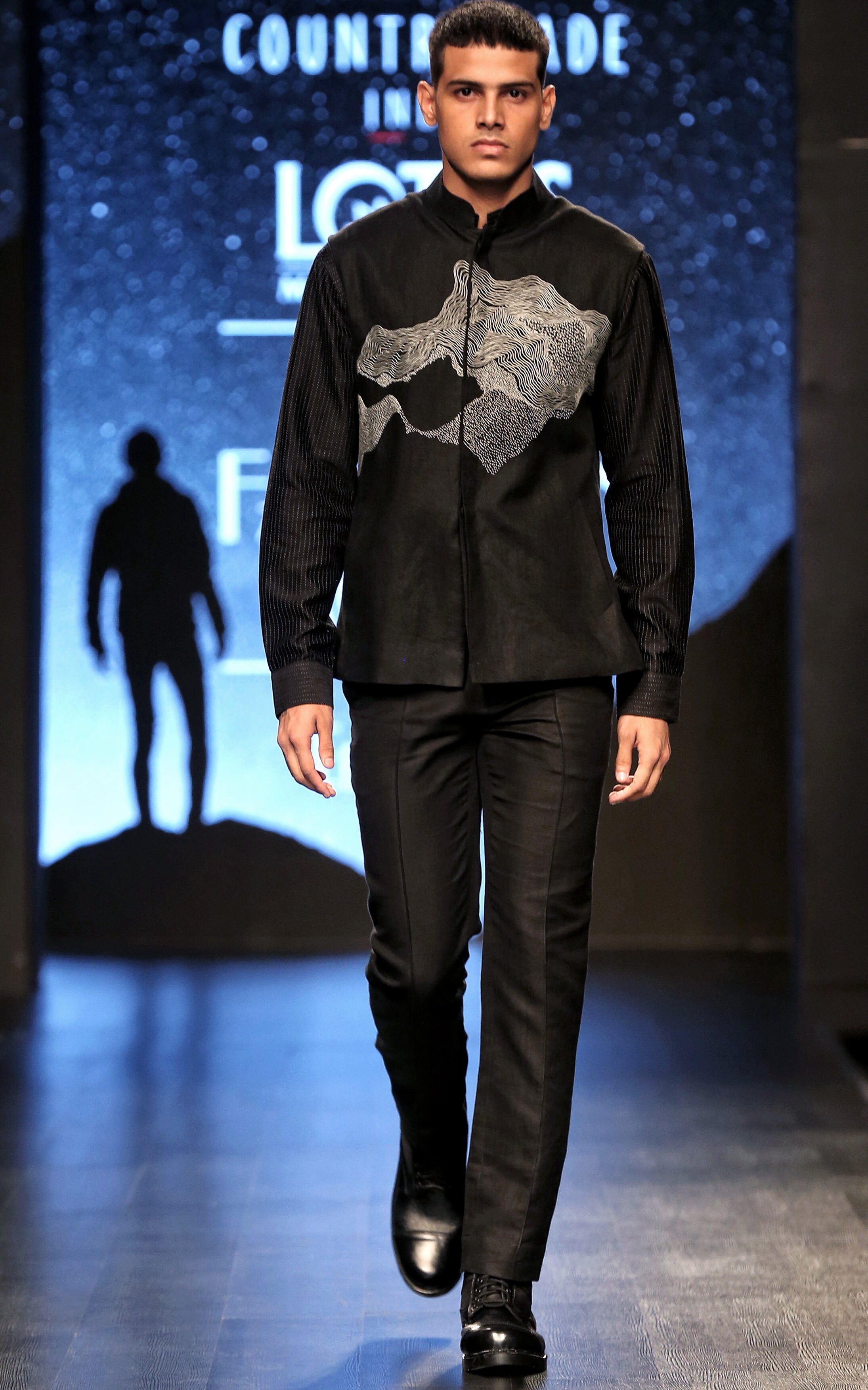 COUNTRYMADE Nehru Jackets Cloud Embroidered Bundi veste S-XXL lin noir brodé