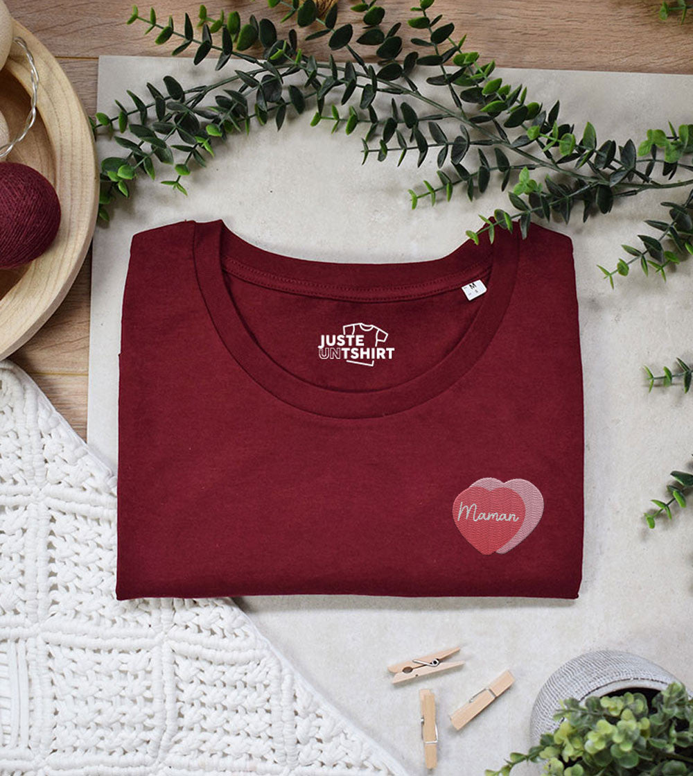 Juste Un T-shirt T-shirts Brodés Maman Amour t-shirt blanc