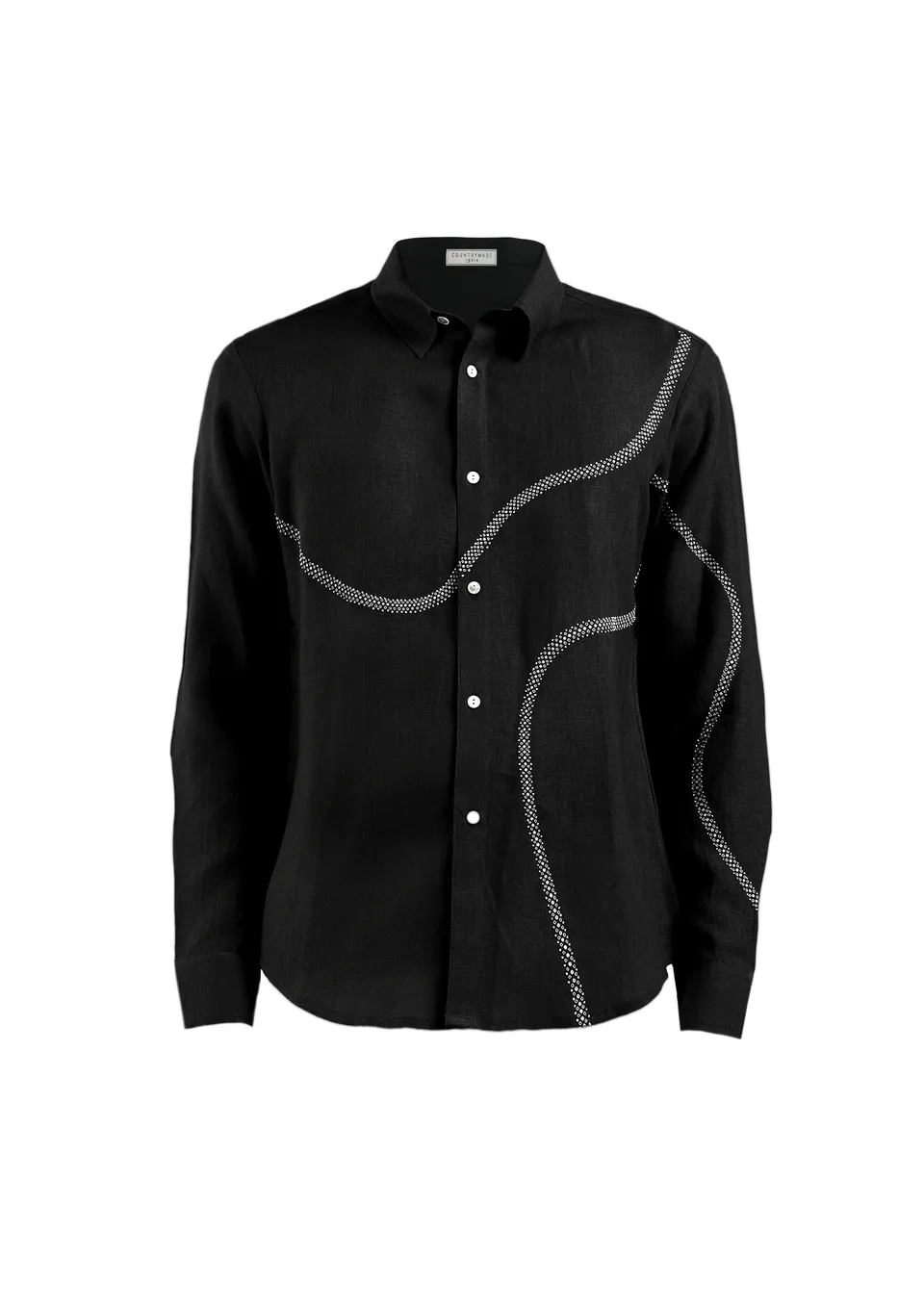 COUNTRYMADE Shirts Coil Embroidered Shirt chemise noire coton brodé