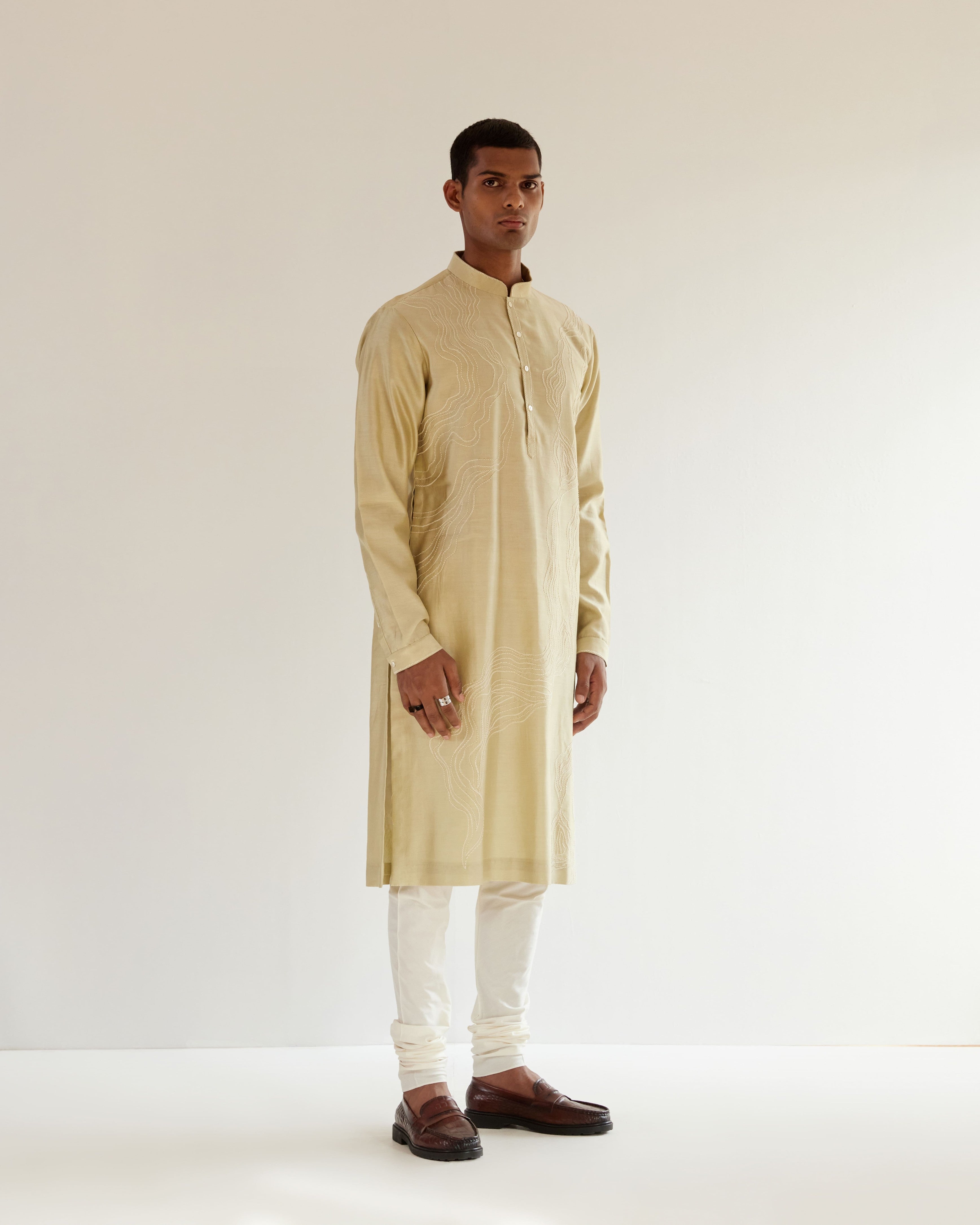 COUNTRYMADE Kurtas Infinity Embroidered Kurta Set ensemble kurta vert sauge