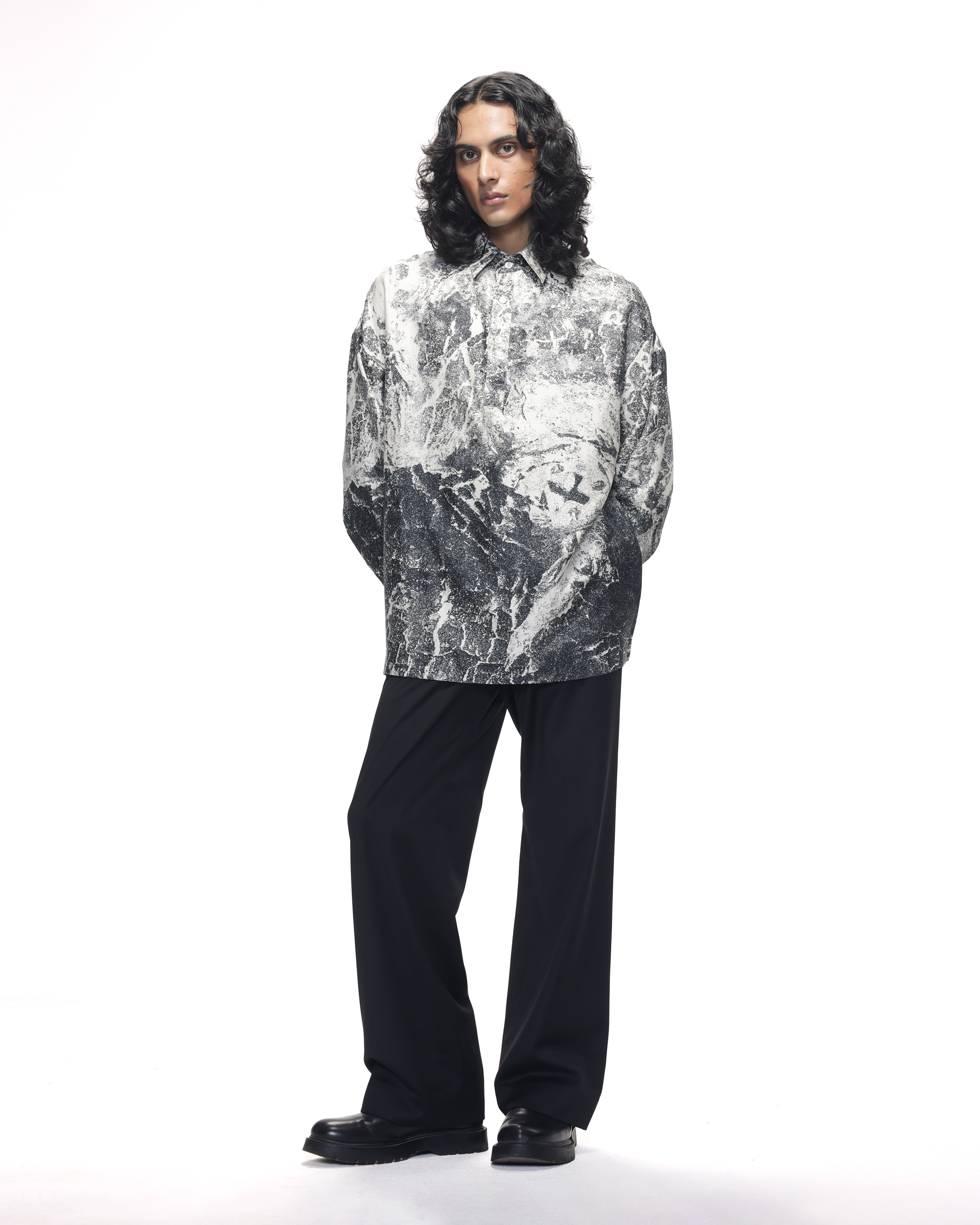 COUNTRYMADE Shirts Charred Metal Shirt chemise en soie à imprimé métal
