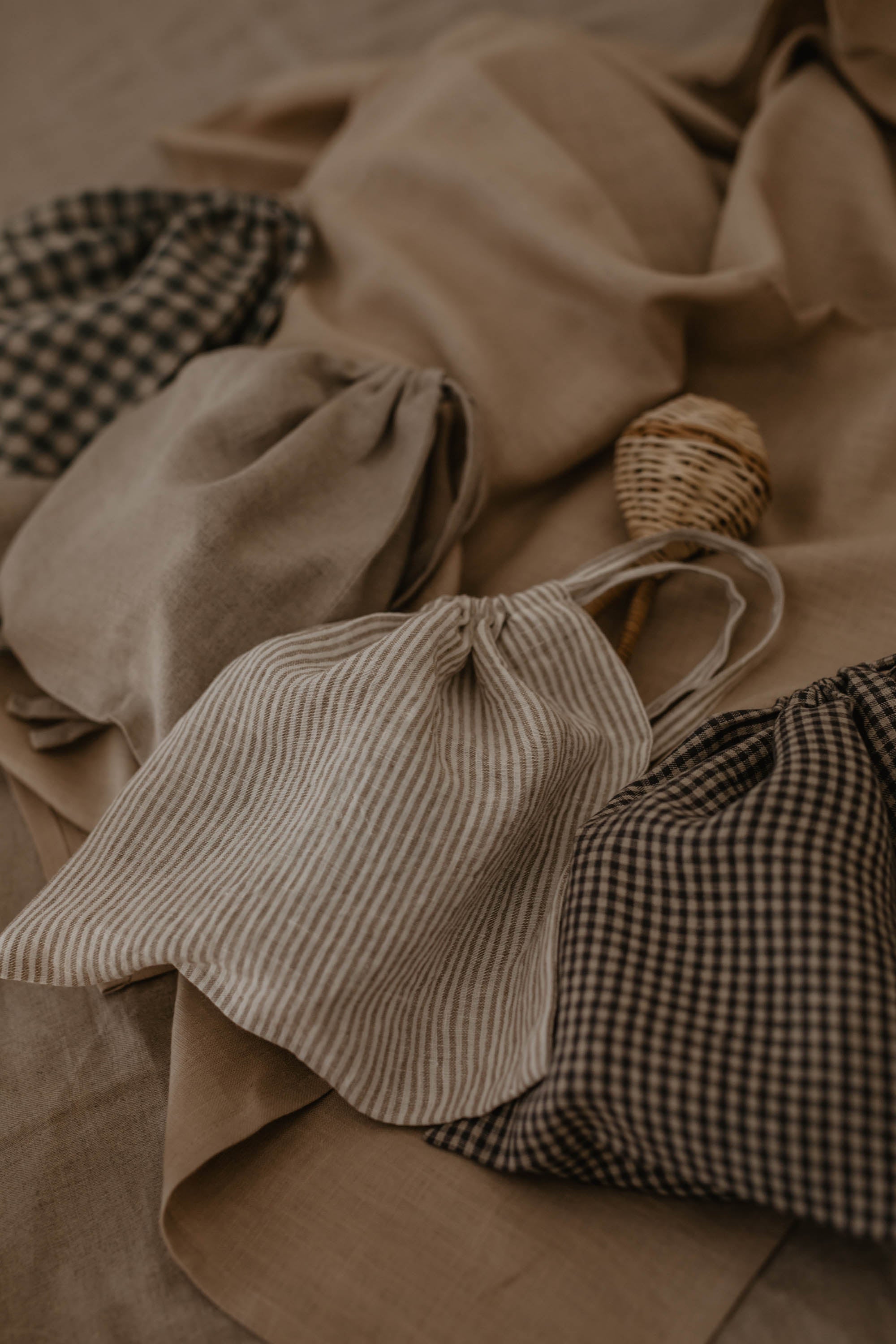 Laumė linen Home Edit Lot de 4 sacs de rangement en lin
