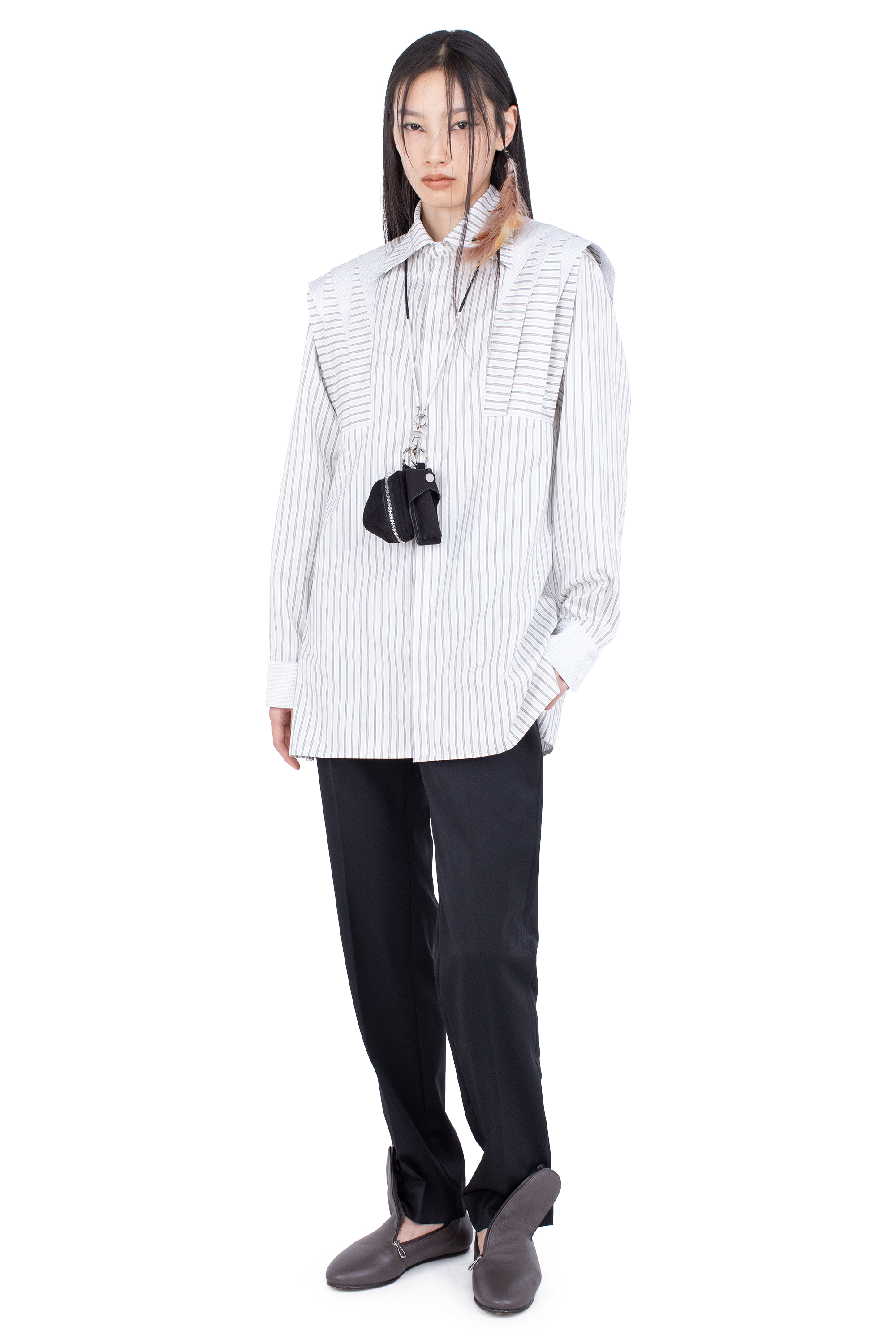 Kiko Kostadinov Shirts HERMEN Shirt chemise Khaki & Beige / White & Navy en coton