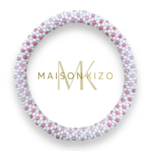 Maison Kizo Bracelets Bracelet rose et blanc bracelet perles de verre