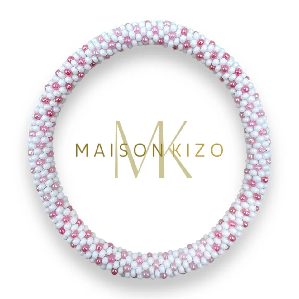 Maison Kizo Bracelets Bracelet rose et blanc bracelet perles de verre