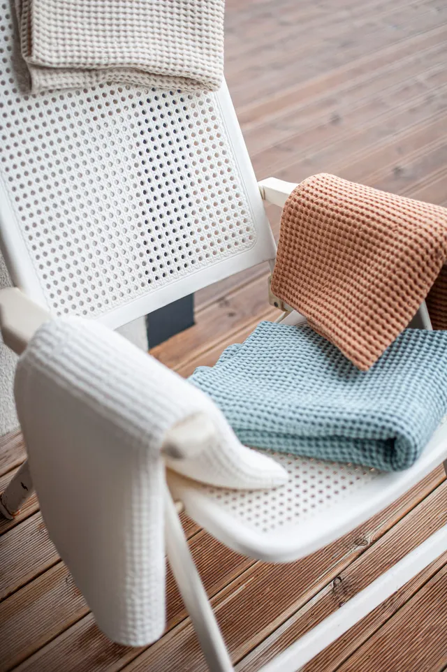 Laumė linen Home Edit Waffle linen bath towel serviette de bain gaufrée lin coton Creamy White