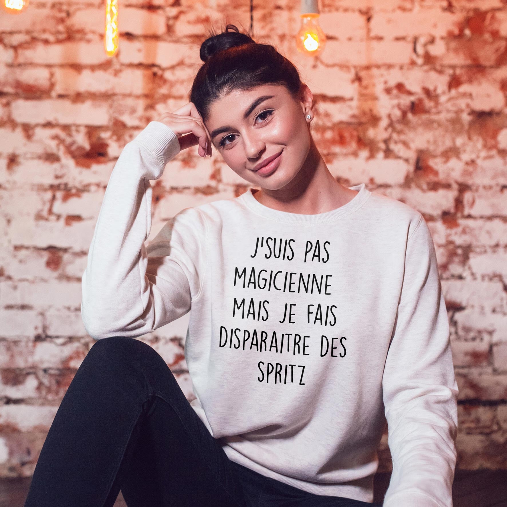 Juste Un T-shirt Sweats Imprimés J'suis pas magicienne sweat femme gris chiné