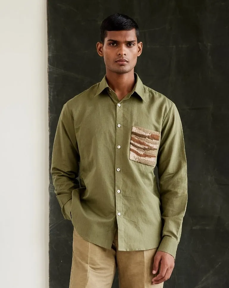 COUNTRYMADE Shirts Hand Knit Pocket Shirt chemise coton lin tricotée
