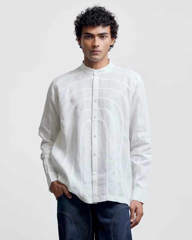 COUNTRYMADE Shirts ARCH ECHO PANEL SHIRT en lin à panneau appliqué