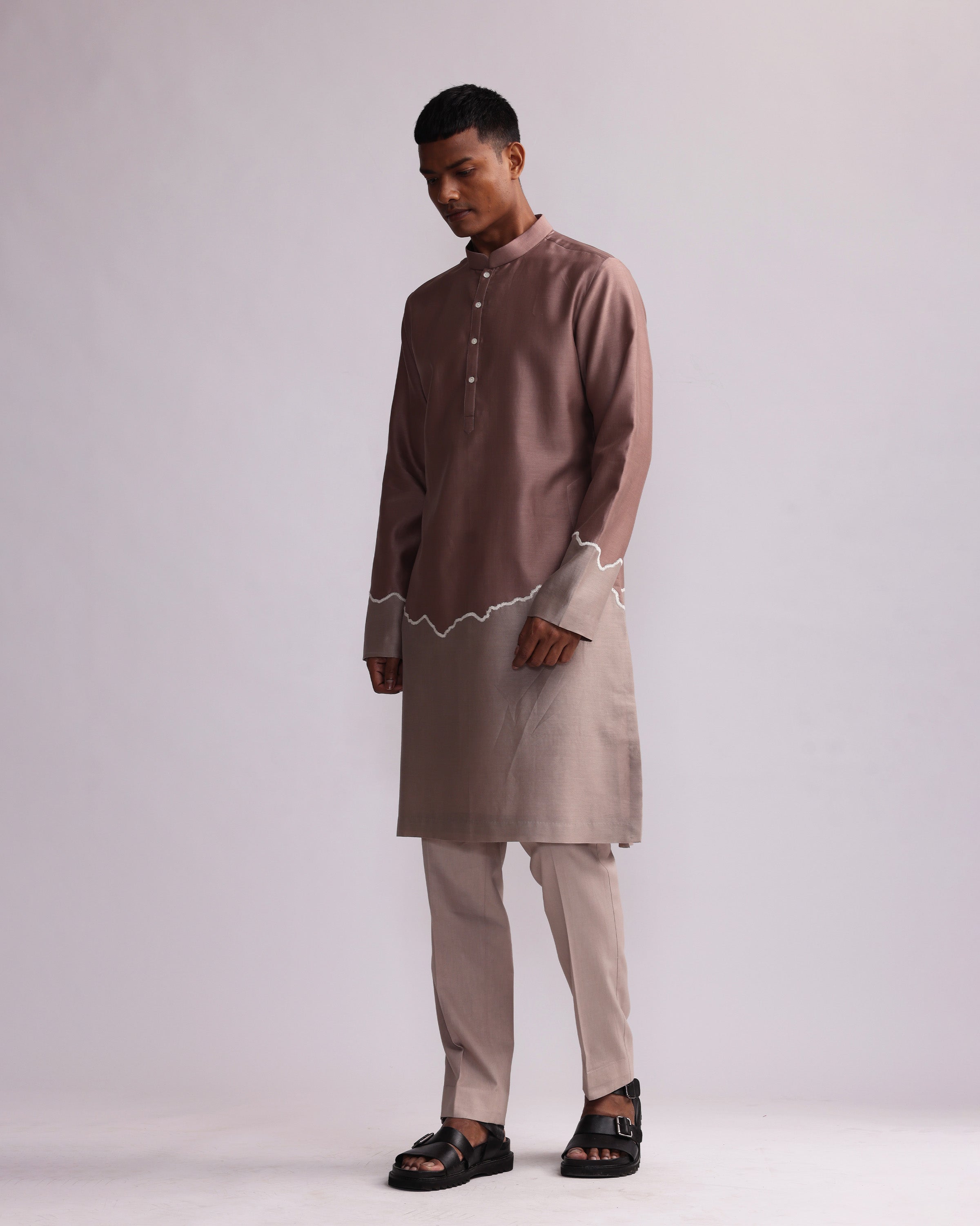 COUNTRYMADE Kurtas HALF AND HALF KURTA WITH MATCHING PANTS ensemble kurta chanderi brodé