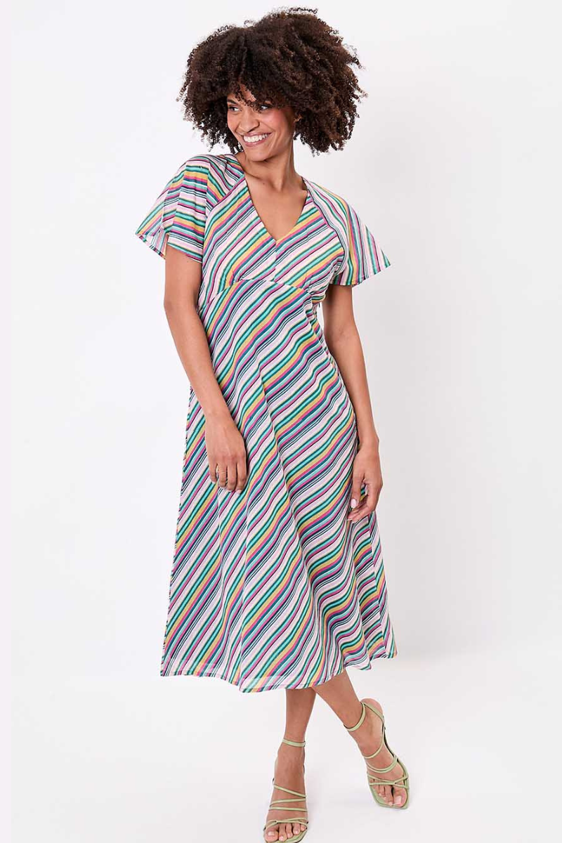 Sourire Multicolore Robes Robe Damana rayures voile de coton bio taille 36