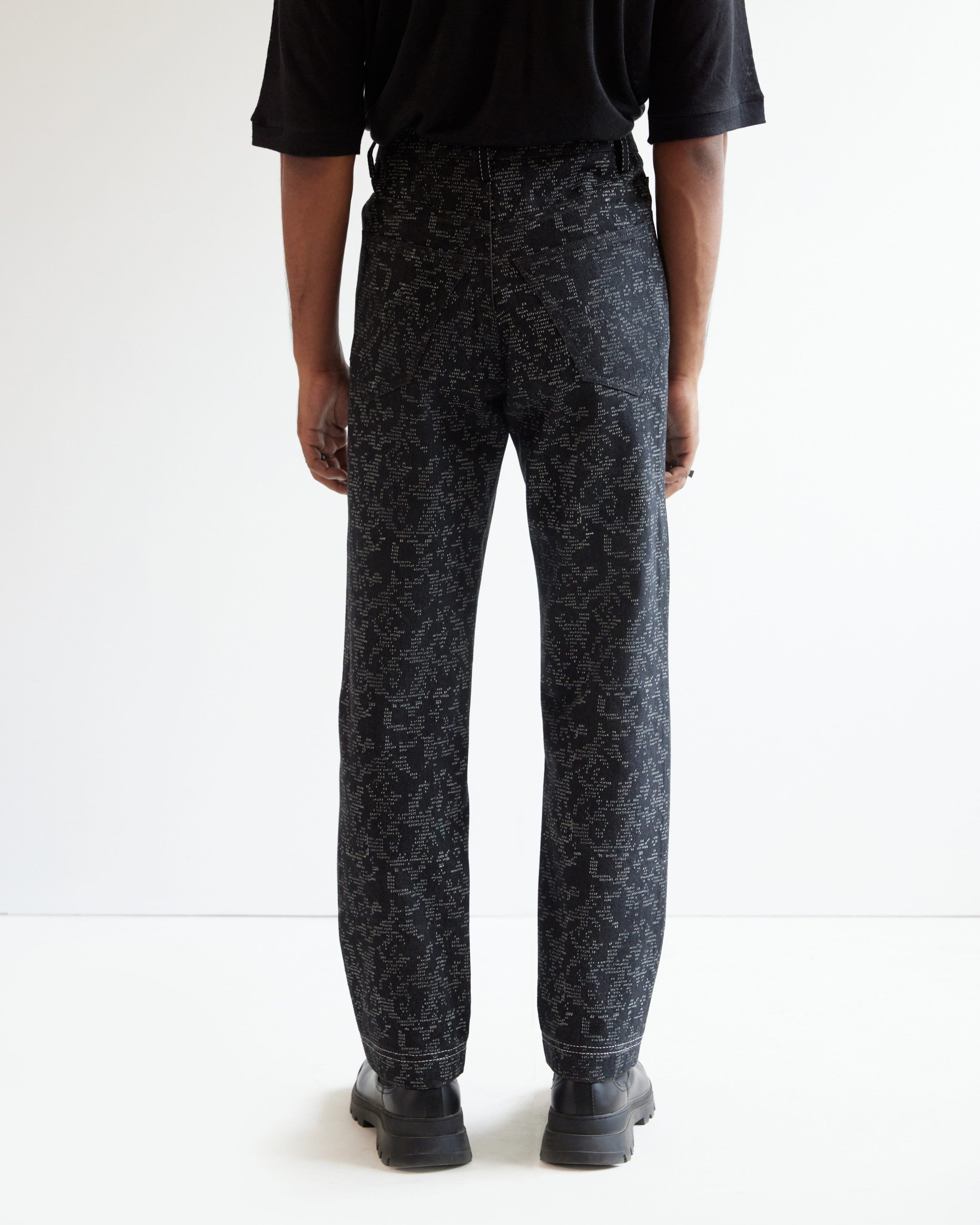 COUNTRYMADE Trousers Block Print Denim jean noir coupe droite