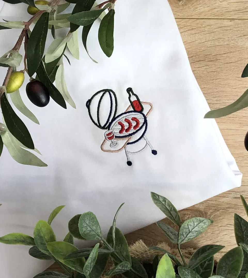 Juste Un T-shirt T-shirts Brodés Barbecue T-shirt brodé coton bio