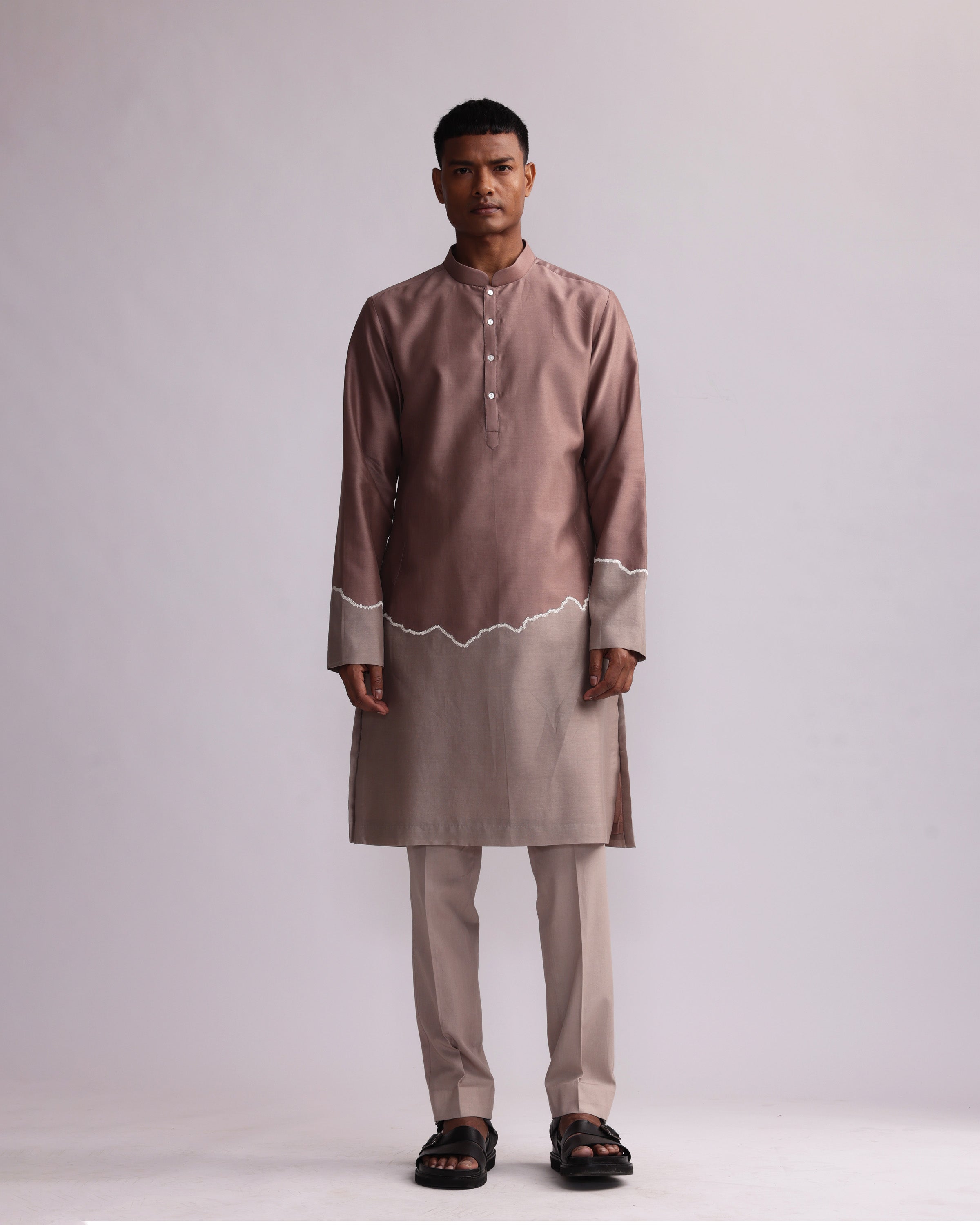 COUNTRYMADE Kurtas HALF AND HALF KURTA WITH MATCHING PANTS ensemble kurta chanderi brodé